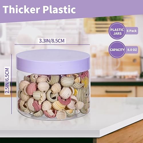 Miniatura 2 de DODHEG Tarros de plástico transparente de 8 onzas con tapas, tarros de plástico con tapas, para cocina, hogar, almacenamiento de manualidades, 6