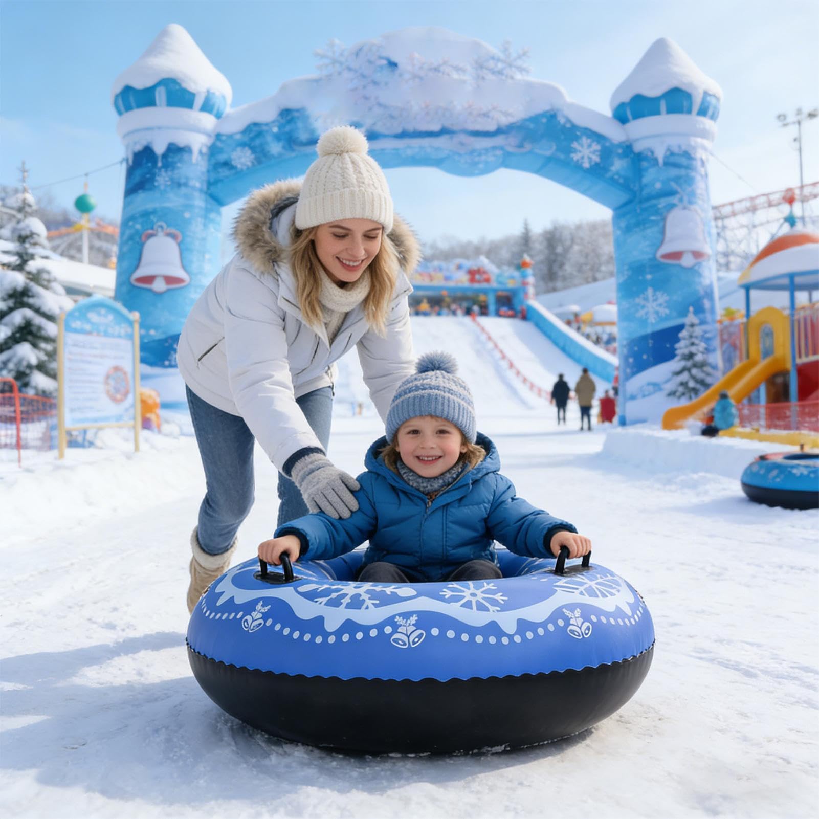 Tubi Da Neve Destinati Slittino In PVC Resistente Gonfiabile | Per Bambini e Adulti Per Slittare sulla Neve Adatto A Amanti Famiglia Donne Uomini Ragazzi E Ragazze