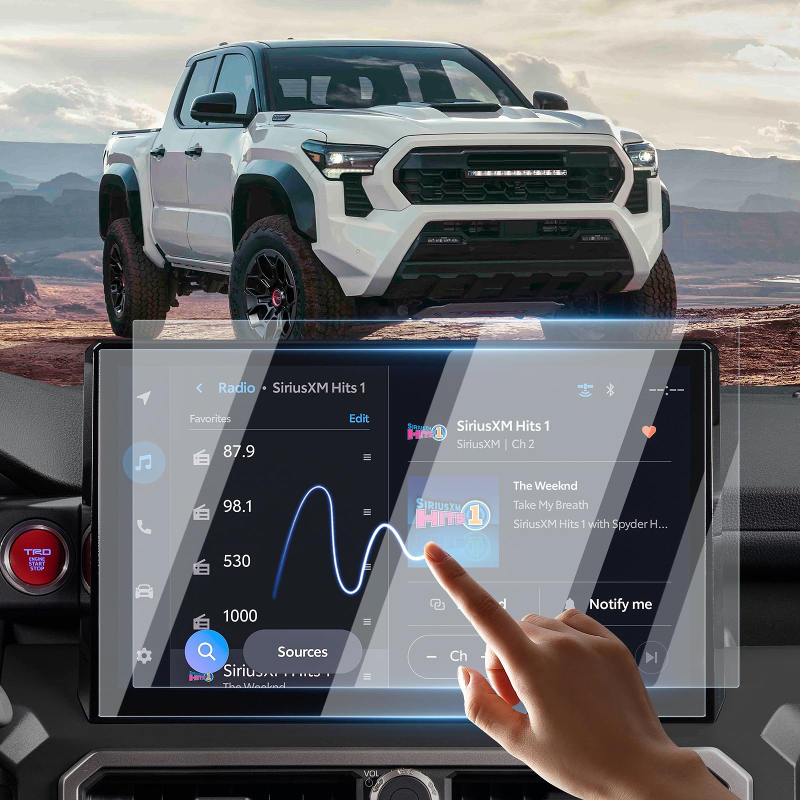 Sunsdrew 2PCS Tacoma Screen Protector for 2024 2025 Toyota Tacoma Limited/TRD Pro/Trailhunter 14" Touchscreen Protector Navigation Display Tempered