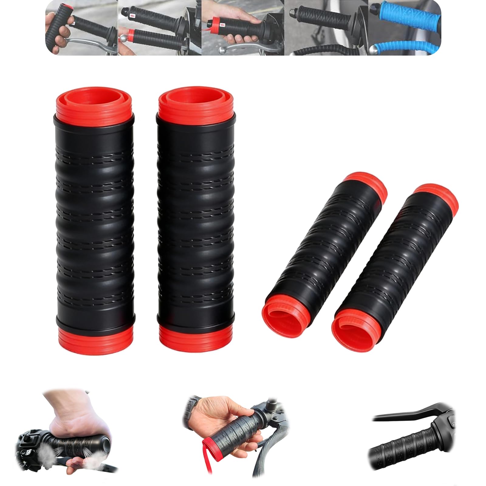 Universal Silicone Handlebar & Brake Lever Grip Covers, Non-Slip Wrap-Around Motorcycle Grips with Brake Lever Grip Wrap, Ergonomic Motorcycle