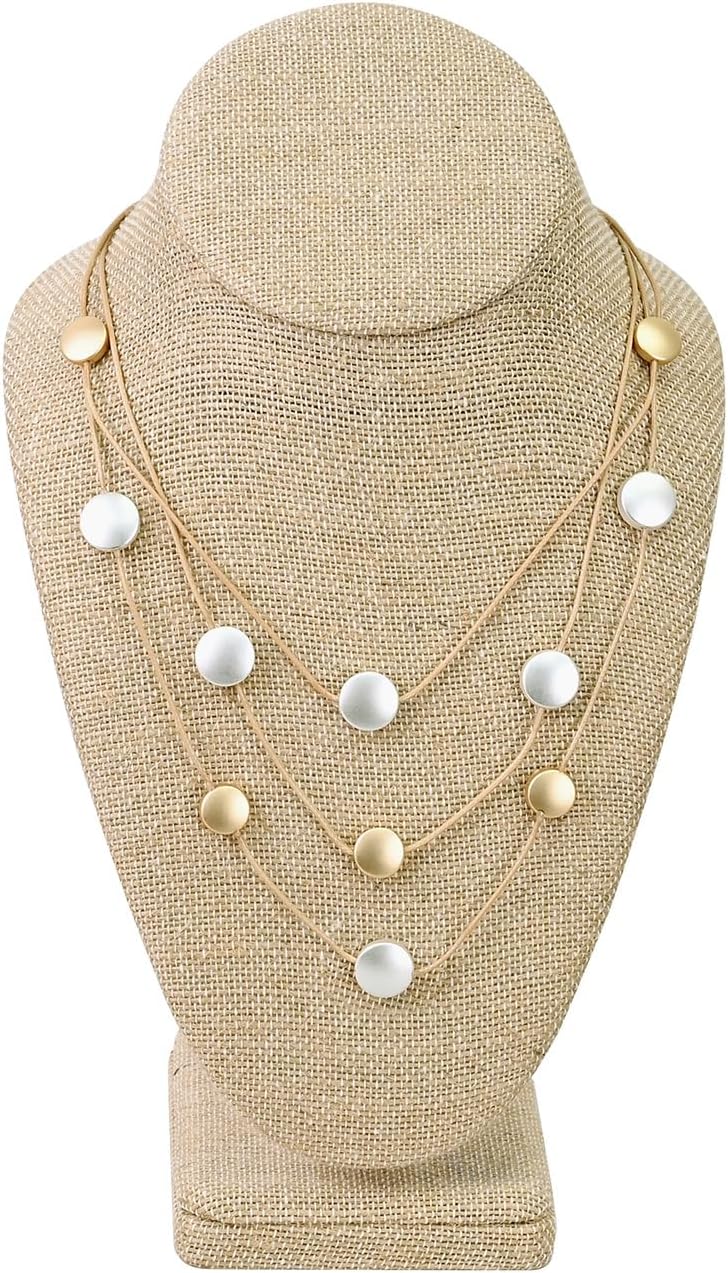 Ikee Design 2 Pcs Linen Necklace Chain Jewelry Bust Display Holder Stand, Necklaces Display Mannequin, Jewelry Bust Stand, 6 3/8 W x 4 1/4 D x 10 H in