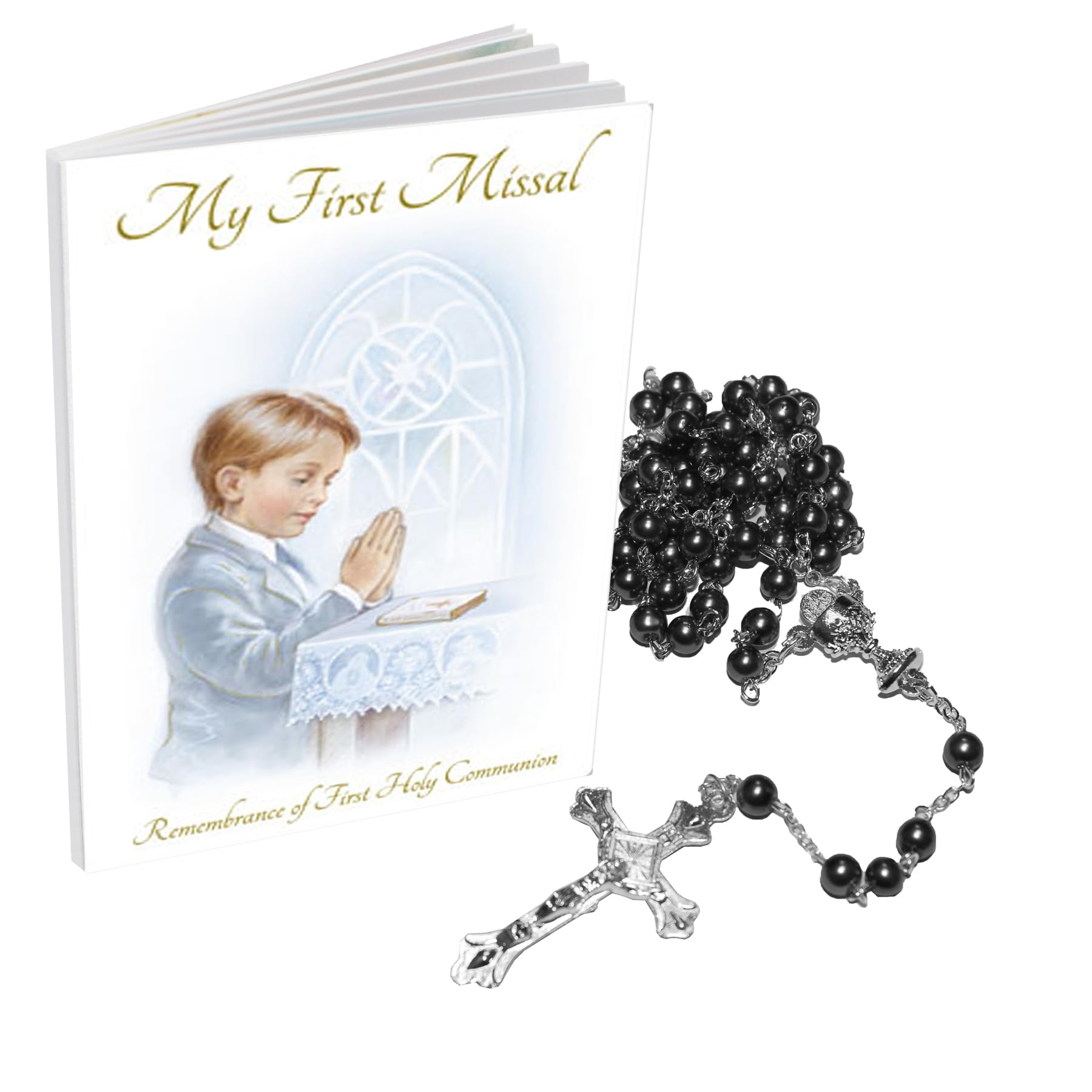Widdle Gifts Boys Multicolour First Holy Communion Missal Book And Pearl Rosary Gift Set
