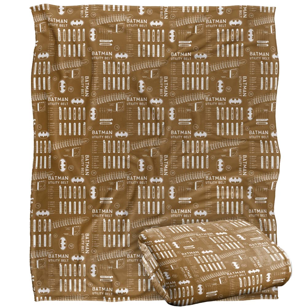 BATMAN Utility Belt Pattern Officially Licensed Silky Touch Super Soft Throw Blanket 152 x 127 cm