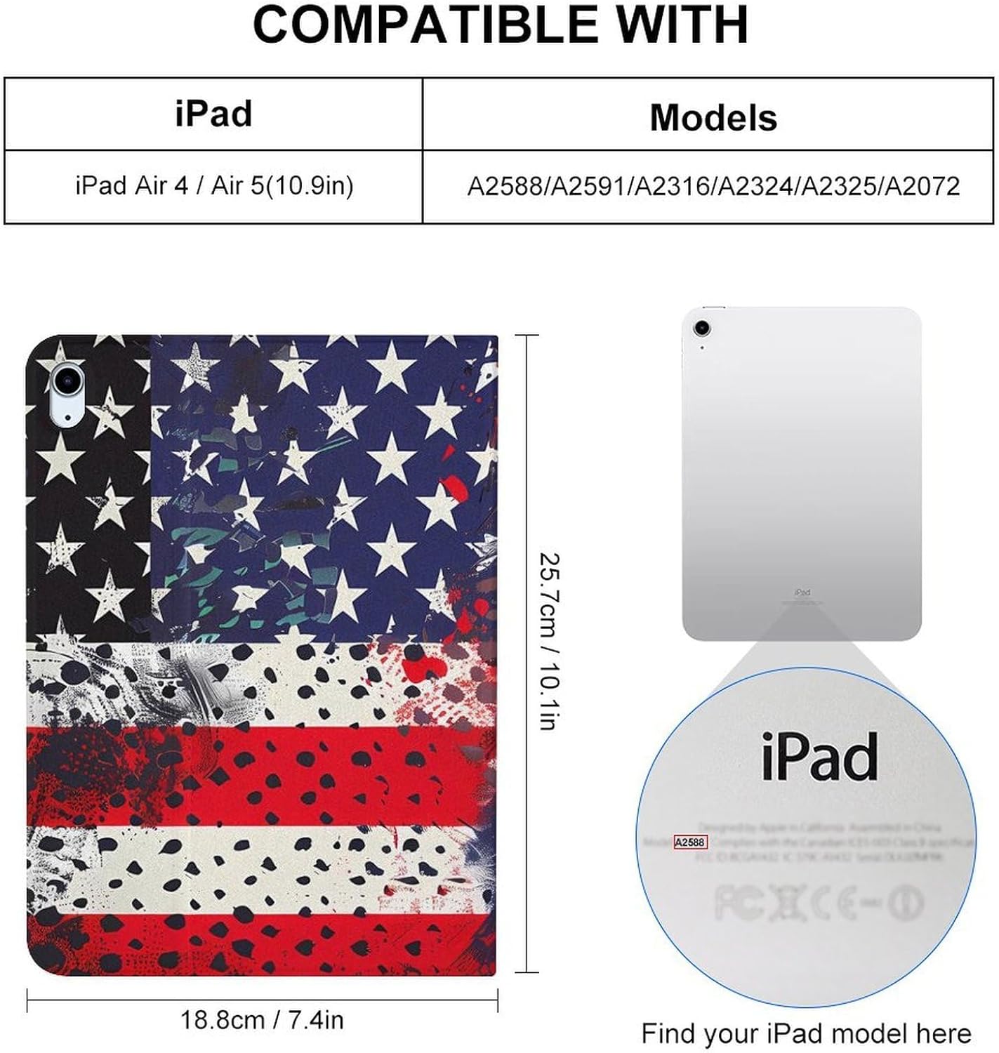 UK and USA Flags Vintage Print Printed Case Trifold Stand Protective Cover Compatible with ipad 2019/2020/2021(10.2in)
