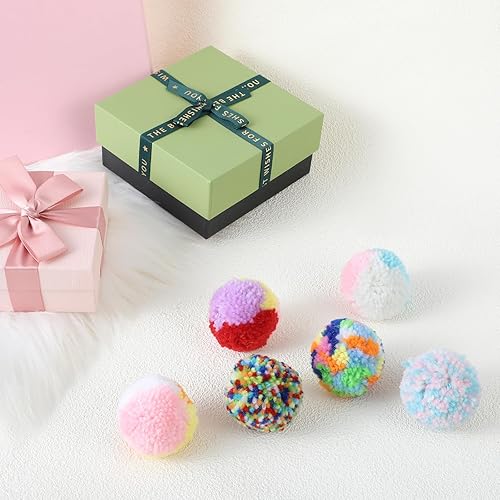 Miniatura 6 de 6 bolas de felpa suave para gatos de 2 pulgadas, juguete colorido de pompón pequeño, hilo de lana suave para gatos de interior, gatitos, ejercicio y