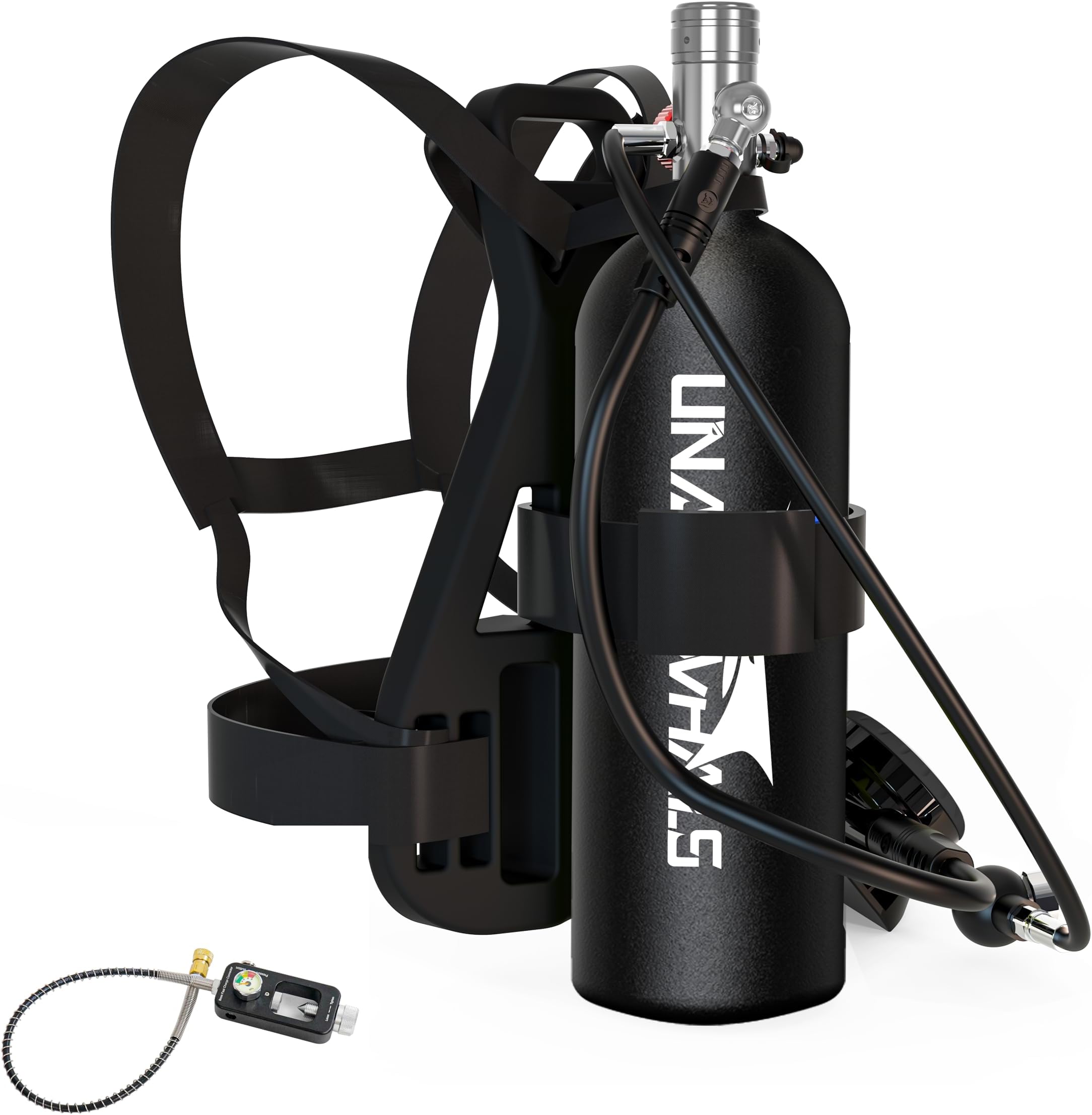 2.3L Mini Scuba Tank, 25-35 Minutes Diving Lung Tanks, DOT-Certified Scuba Diving Tank, Portable Dive Portable Lungs, 2.3L(16 Cu Ft) Capacity, 3000 Psi Max Pressure, Aluminum Tank, Within 30 Ft