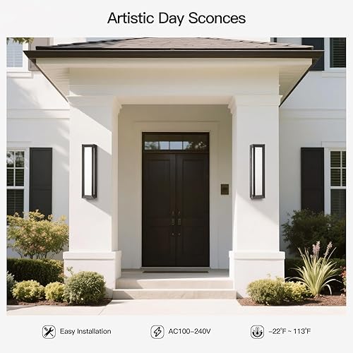 Miniatura 5 de Luces de pared para exteriores, aplique de pared grande de 26 pulgadas para casa, 3000 K LED para puerta delantera exterior, montaje en pared, luces