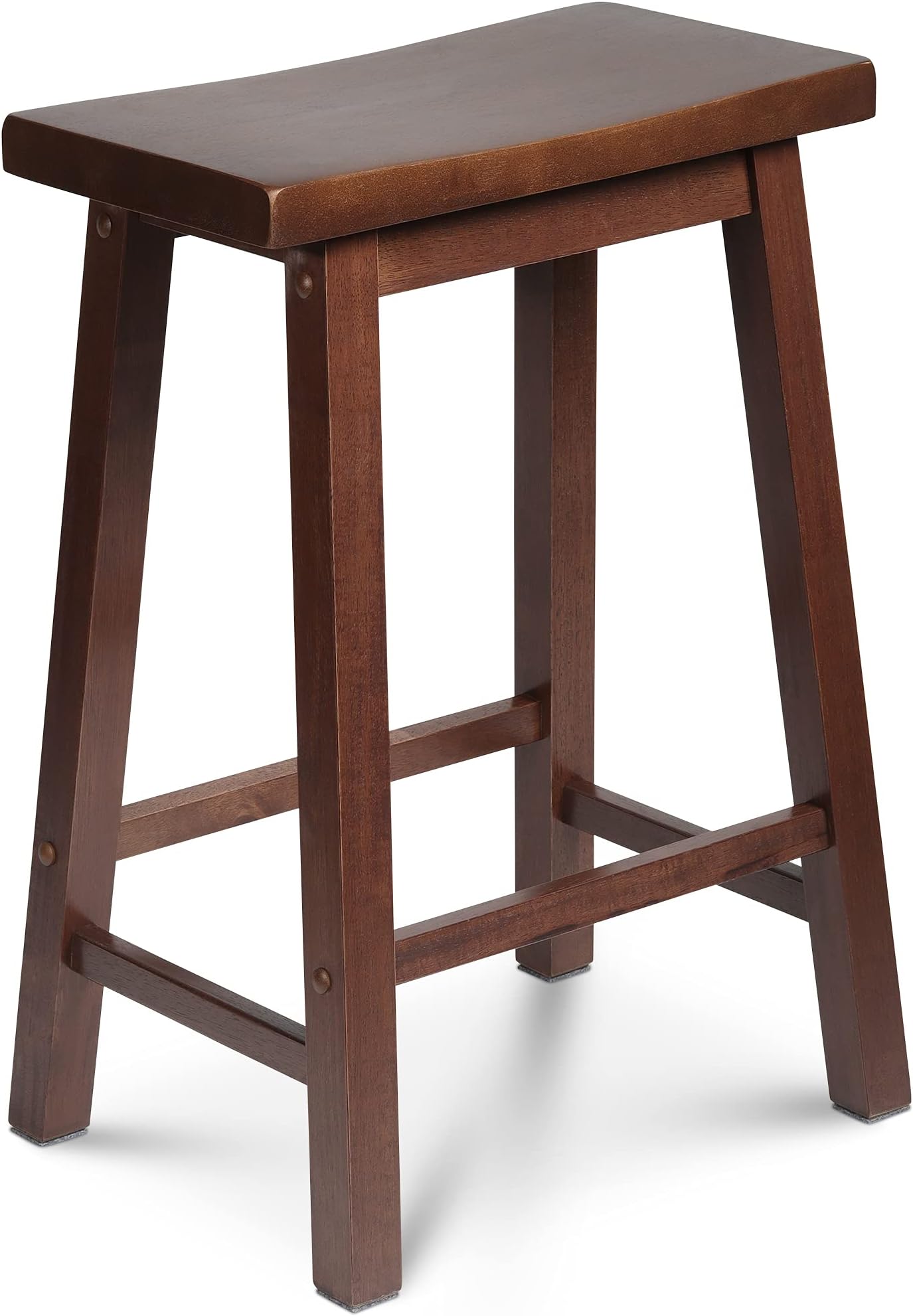 PJ Wood 24-Inch Saddle Seat Kitchen Counter Stool - Walnut