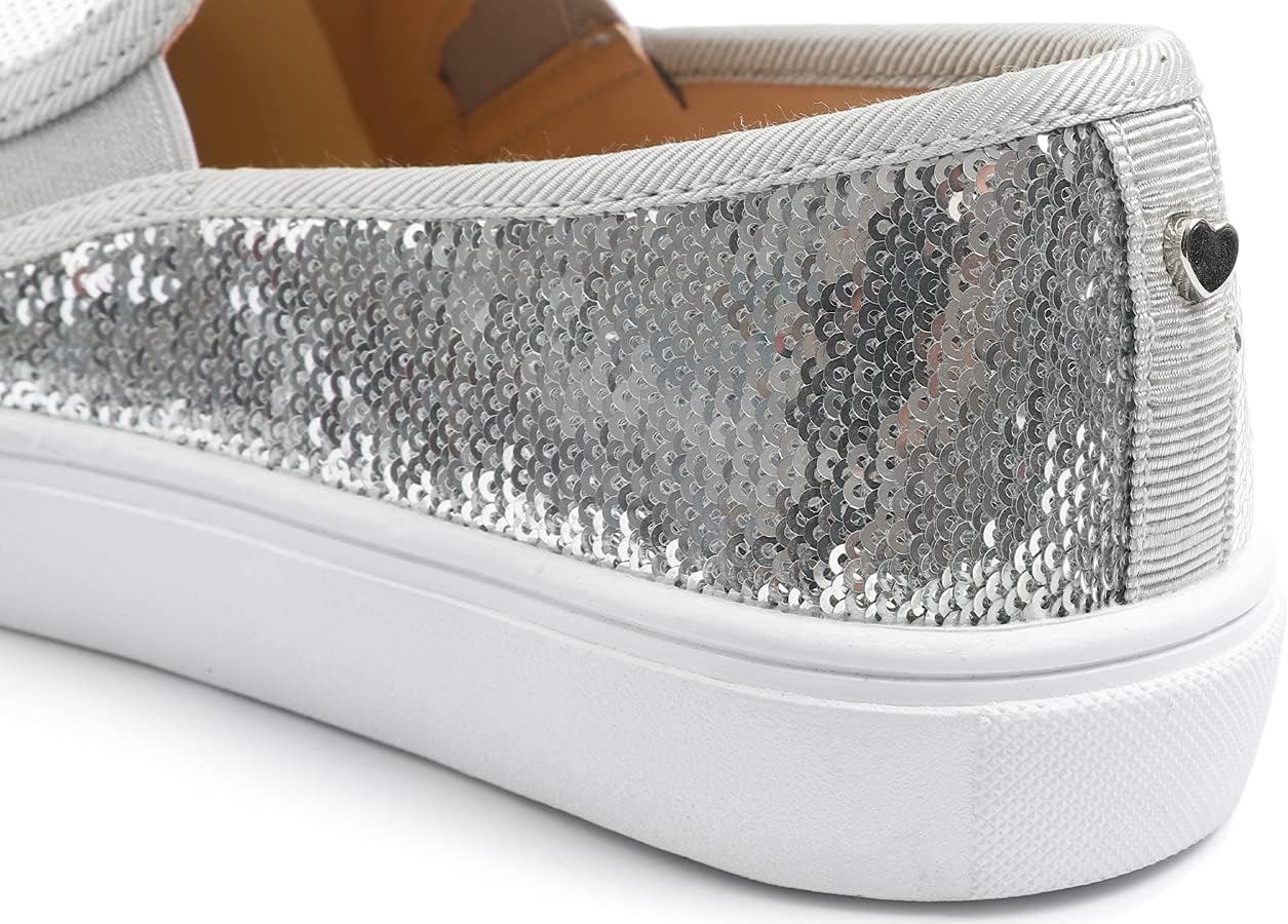 FEVERSOLE Women's Fashion Sparkle Sequin Embellished Sneaker Party Holiday Casual Shoes - Image 6