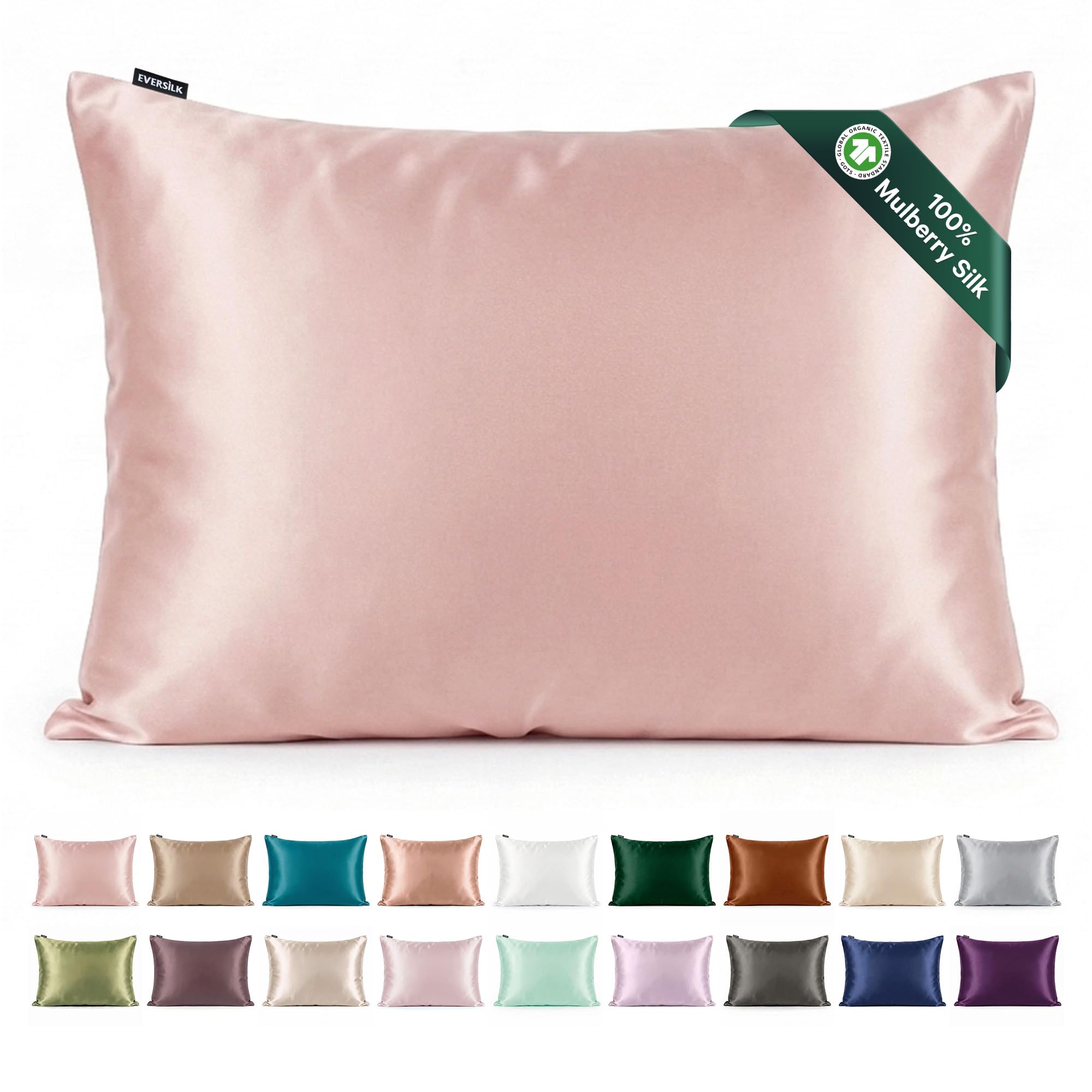 Mulberry Silk Pillowcase for Hair and Skin: 22 Momme Both Sides 100% Pure Silk Pillow Case with Hidden Zipper - Natural Pillow Cover for Cooling Sleep 1 Pack Dusty Rose
