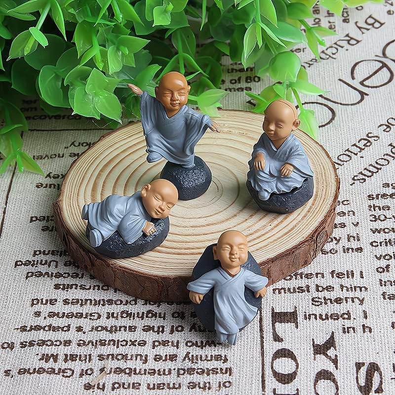 Miniatura 3 de Ximimark 12 piezas de monjes budistas chinos en miniatura, bonsái, muebles de jardín, de resina, manualidades, decoración de jardín de hadas, 12