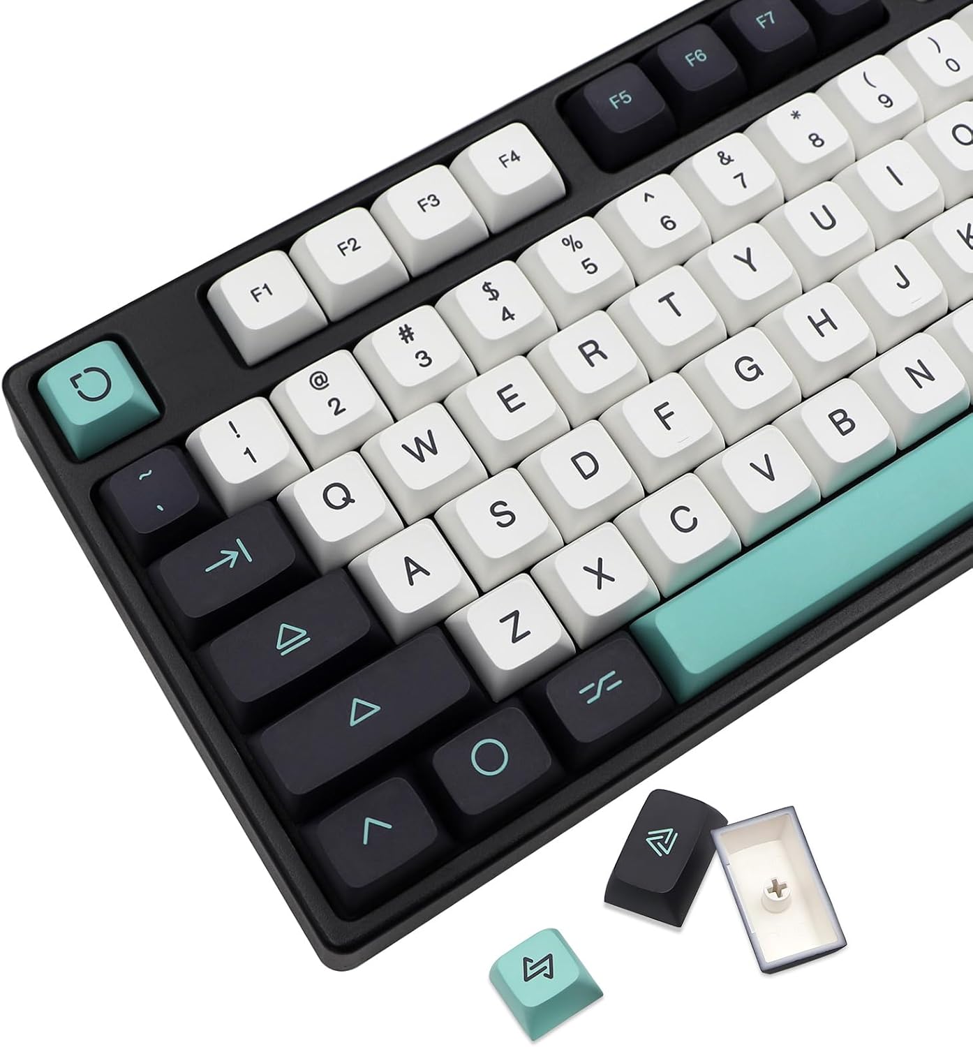 JSJT PBT keycaps-XDA Profile keycap,Tricolor Custom Key Caps 129 Keys Suitable for 61/64/84/87/96/98/104/108 ANSI/ISO Layout Cherry MX Switch Mechanical Keyboards