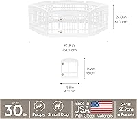 Vista 3 de IRIS USA Corralito para perros de 6 paneles de 24 pulgadas con puerta, 61 x 61 x 24 pulgadas, corralito para cachorros, corralito para perros