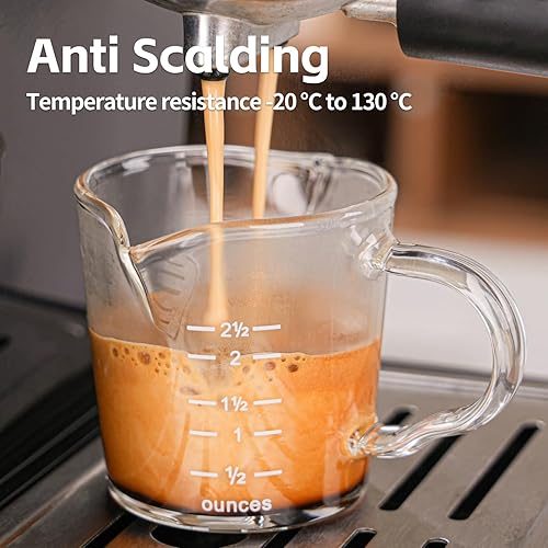 Miniatura 2 de Vaso de café espresso de 3 onzas con boquilla doble tipo barista con mango de vertido paquete de 2