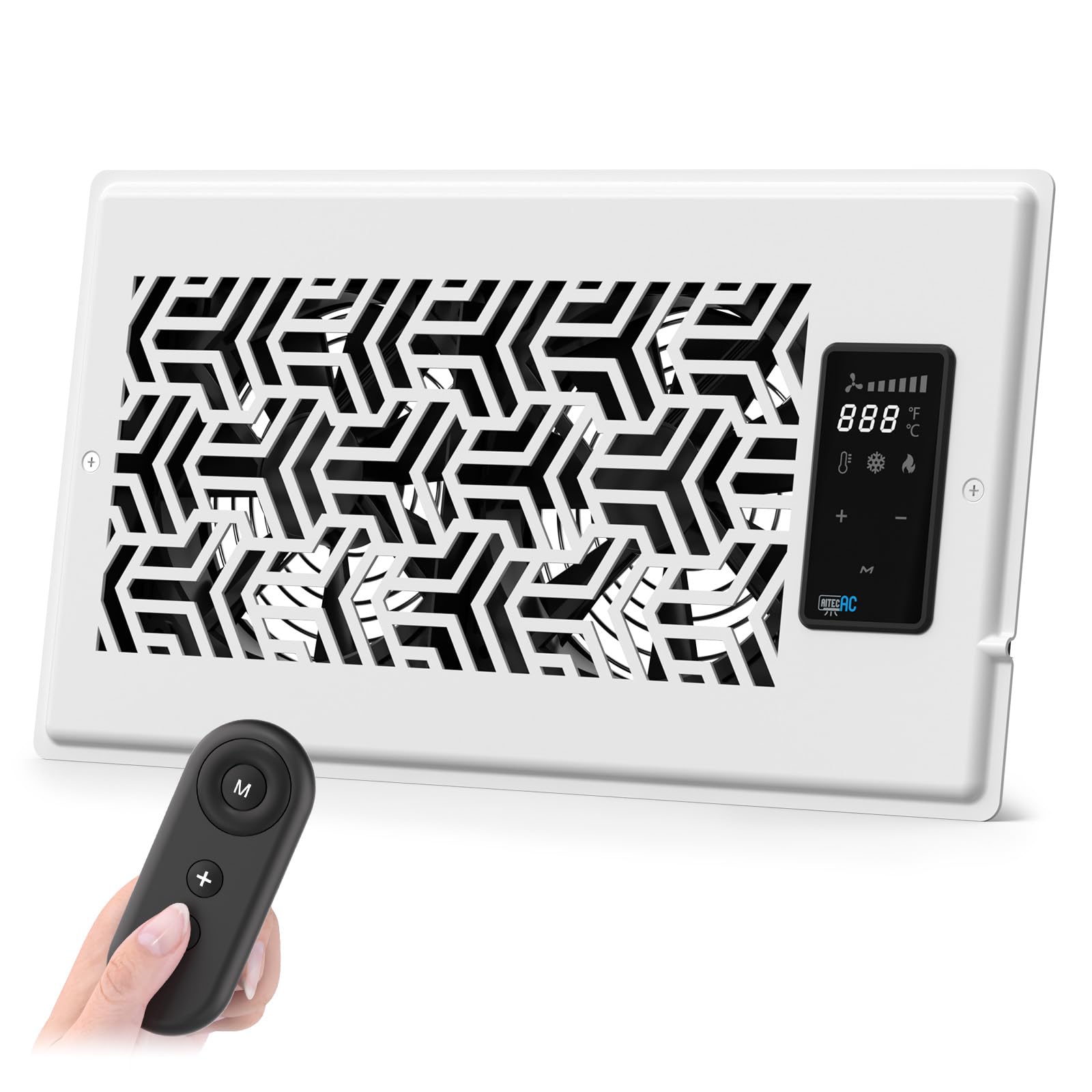 AITECAC 6x12 Quiet Register Booster Fan - Energy Efficient HVAC Vent Booster Fan for Enhanced Home Airflow, Dimmable Display & Easy Installation, T6-