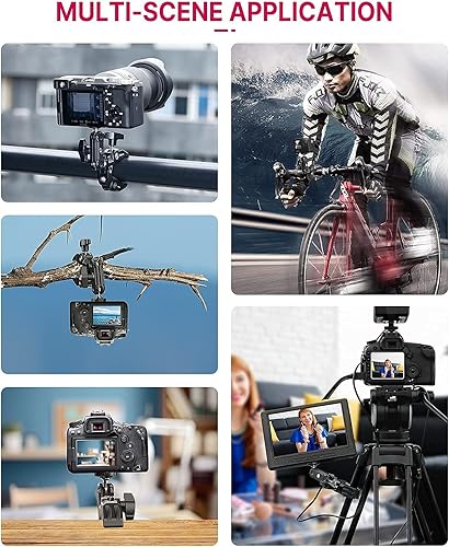 Miniatura 7 de ULANZI Super Clamp - Soporte de abrazadera para cámara monitor de 360°, brazo mágico, adaptador de cabezal de bola doble con rosca de 1/4"-20