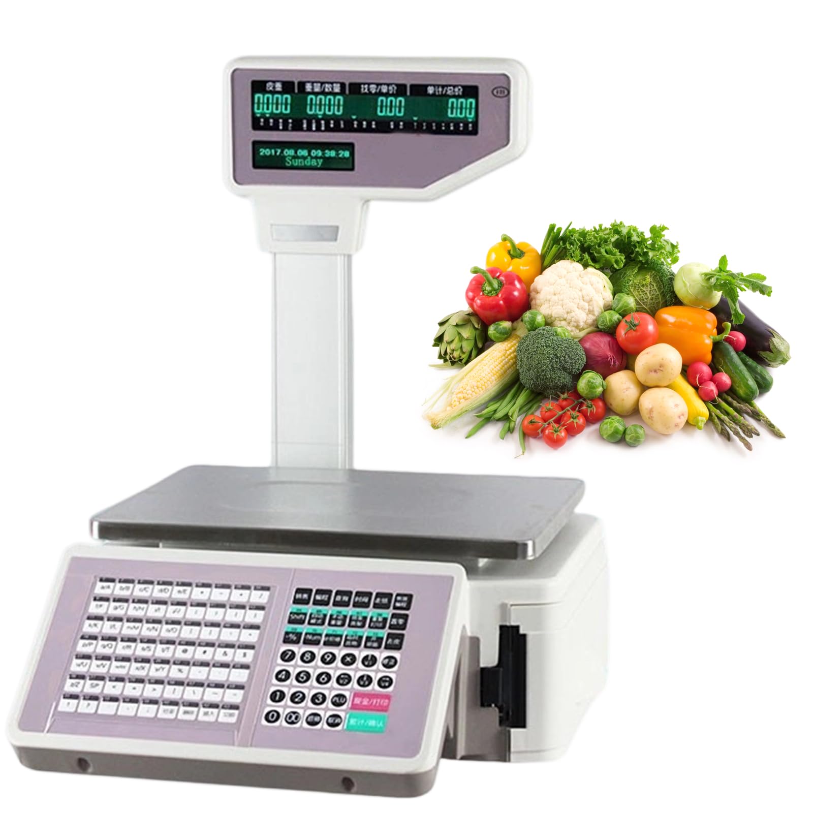 Xjymposium Commercial Counting & Price Computing Label Printing Scale, With Thermal Label Printer, Barcode Printing For Supermarkets, Fruit Stores & Snack Bars