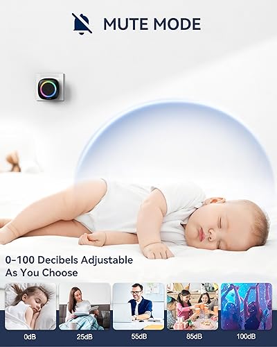 Miniatura 4 de TECKNET Timbre inalámbrico enchufable con iluminación RGB y rango de 1300 pies, timbre impermeable IP66 para el hogar, aula, oficina, negocios, 60