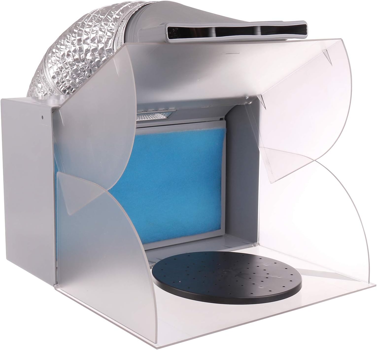 Portable Airbrushing Spray Booth with LED Light Hose Extractor Fan Filter and Rotary Table