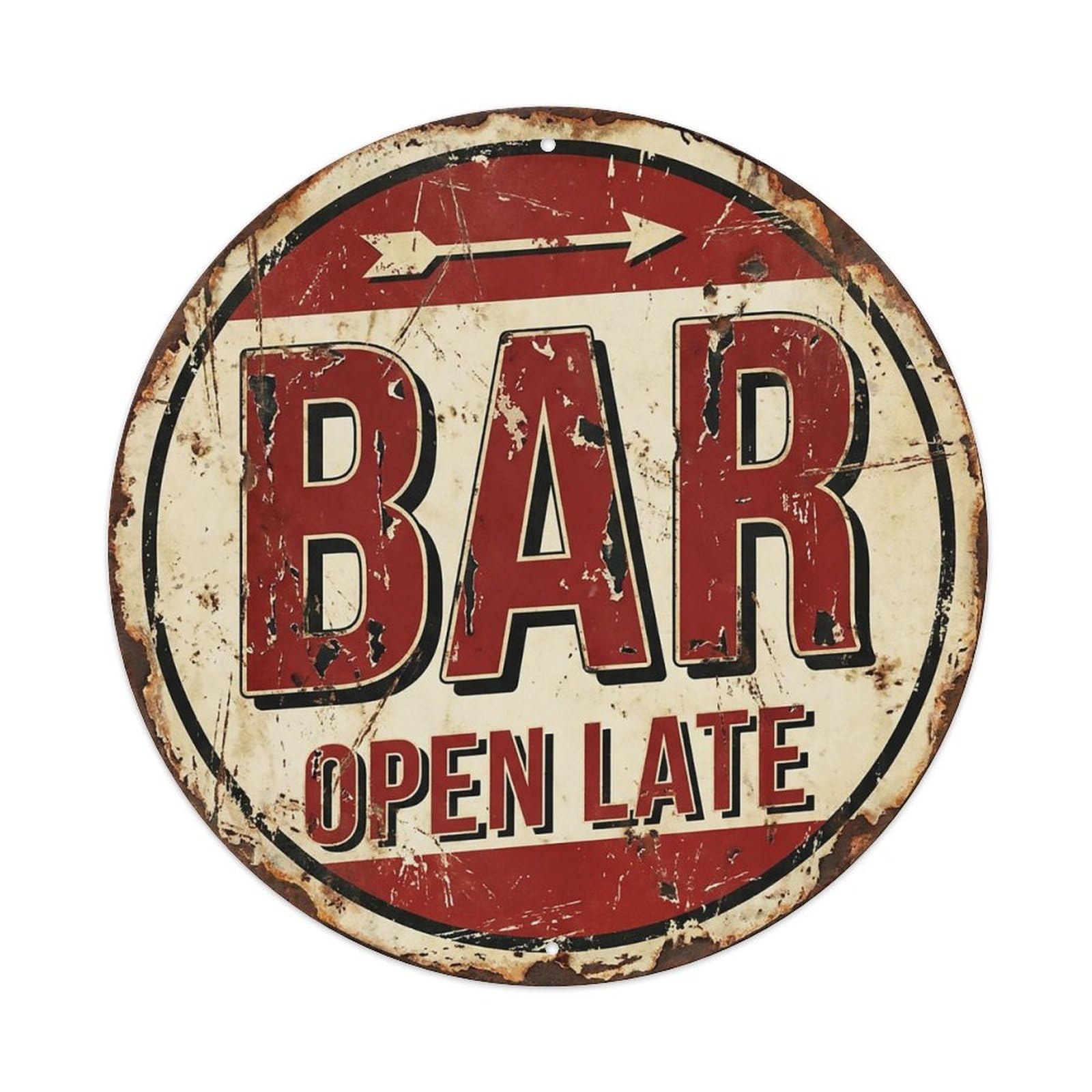 Vintage Beer BAR Open Late Retro for Pub Metal Tin Sign