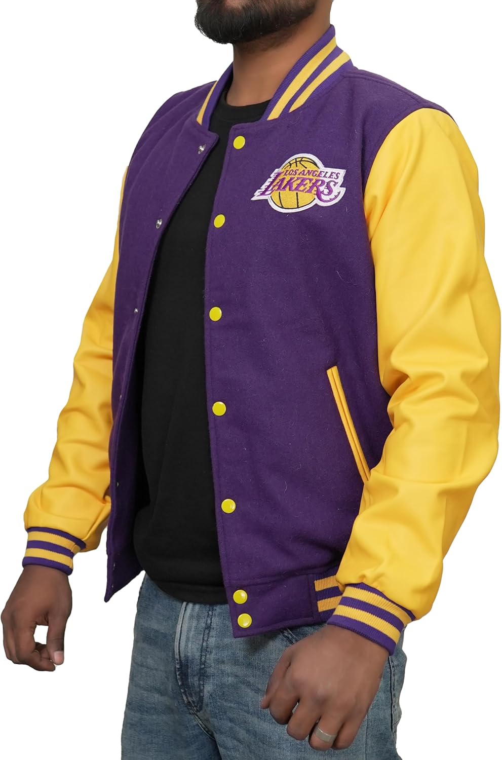 Men’s National Basketball League Varsity Jacket | Letterman Jacket with PU Leather Sleeves for Men