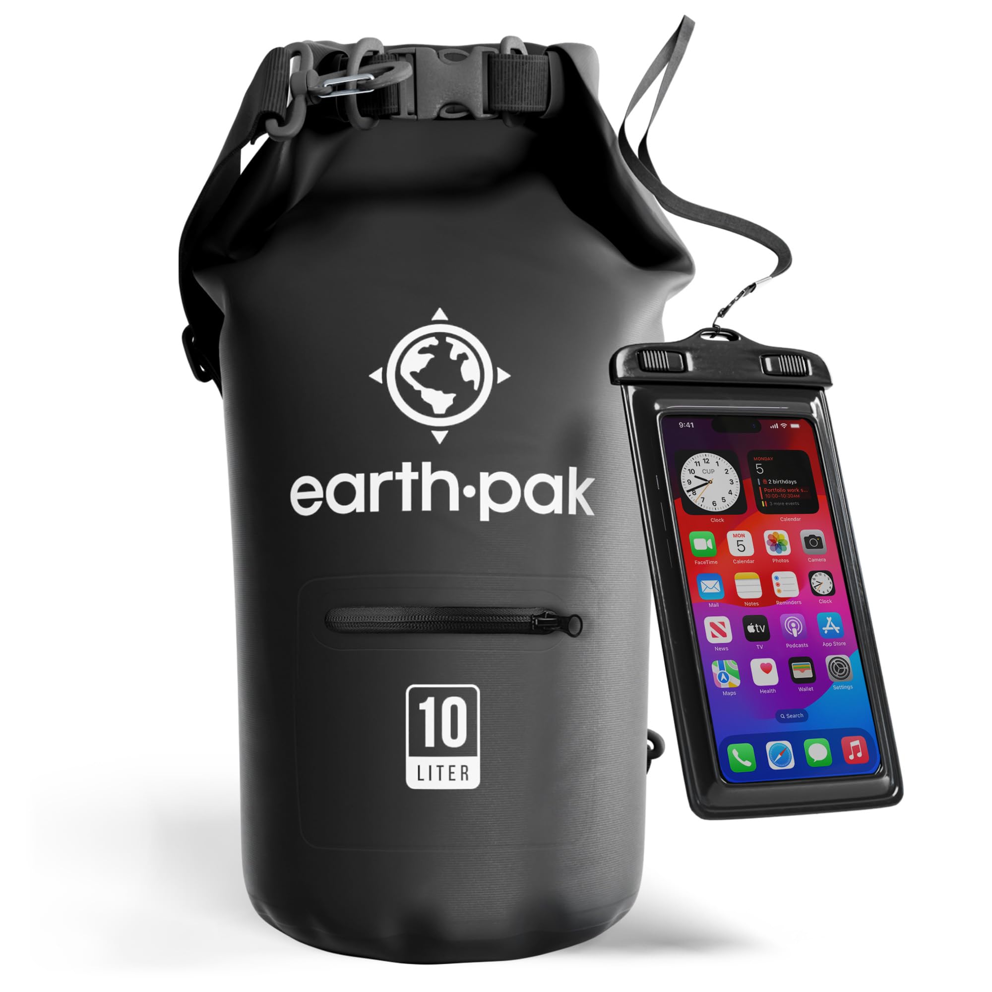 Earth Pak Borsa Impermeabile 30L Con Tasca Frontale – Zaino Asciutto Per Kayak, Pesca, Neve E Spiaggia