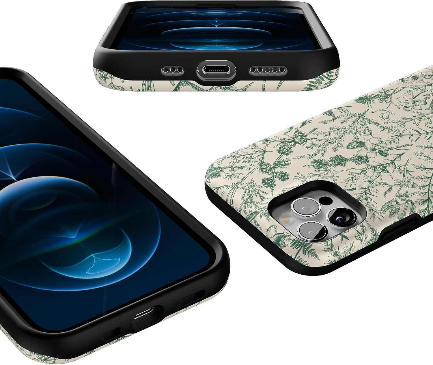 Casely iPhone 12/12 Pro Case | Sage Garden | Green Floral | Bold Protective Design | Compatible with MagSafe