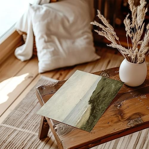 Miniatura 7 de RETRART Pintura de paisaje vintage junto al mar, impresiones verdes apagadas, arte de pared antiguo, impresiones de lienzo sin marco de 8 x 10