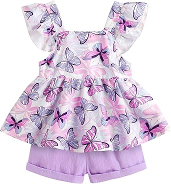 YOUNGER TREE Toddler Baby Girl Clothes Sleeveless Ruffle Bowknot Dress Top Shorts Set Summer Outfits for Little Kids Girls