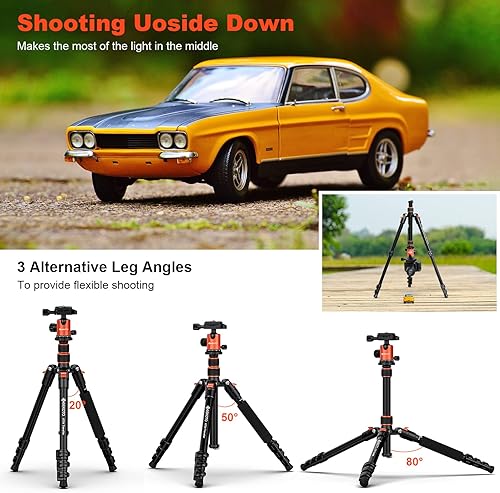 Miniatura 4 de GEEKOTO Trípode magnético de 58 pulgadas, trípode compacto de aleación de aluminio ligero Magsafe con cabeza de bola panorámica de 360 grados,