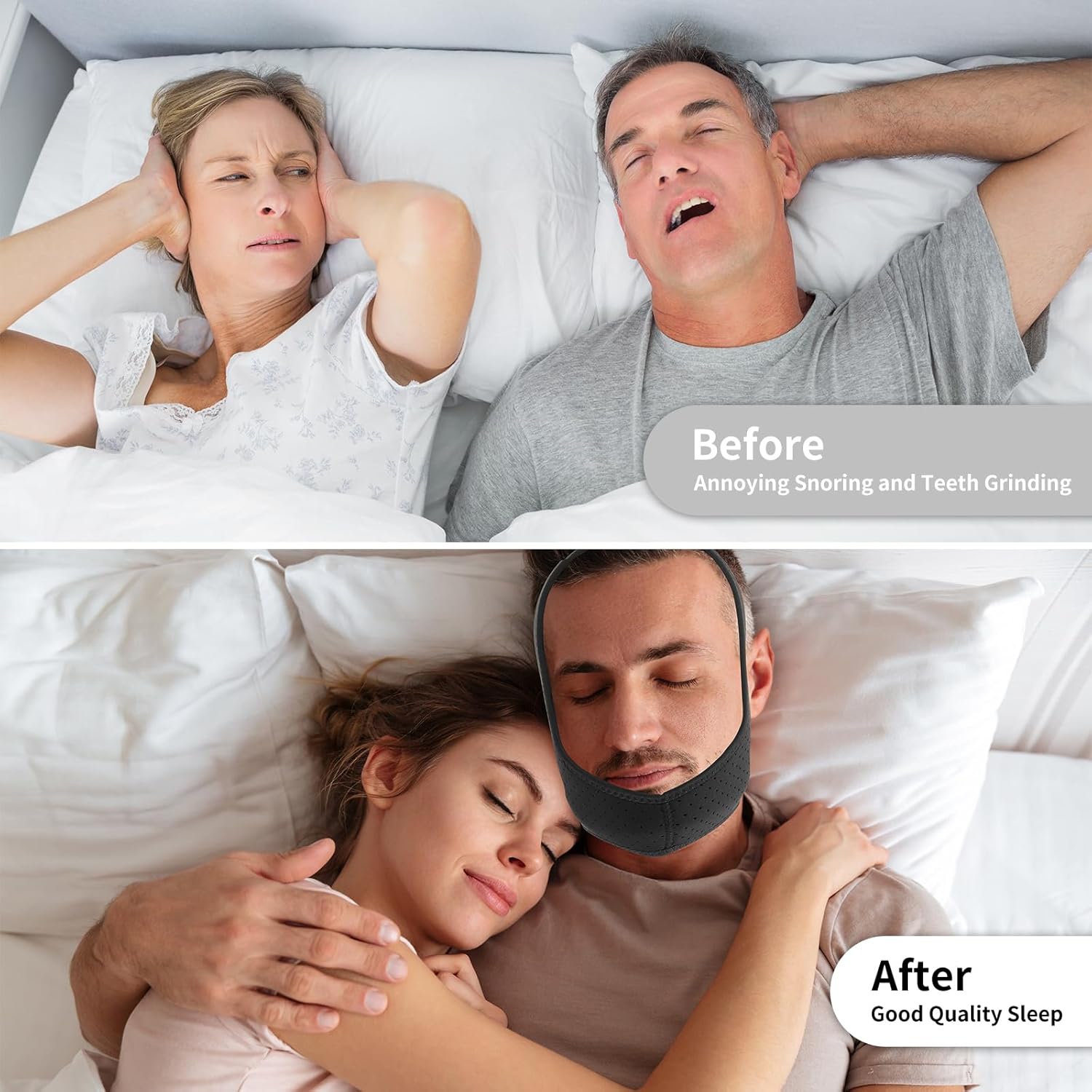 Anti Snore Chin Strap for Men, Adjustable Anti-Snoring Chin Strap, Breathable Sleep Chin Strap to Keep Mouth Closed, Mouth Breathing Corrector & Snoring Solution, Comfortable Sleeping Jaw Strap, Black - Image 6