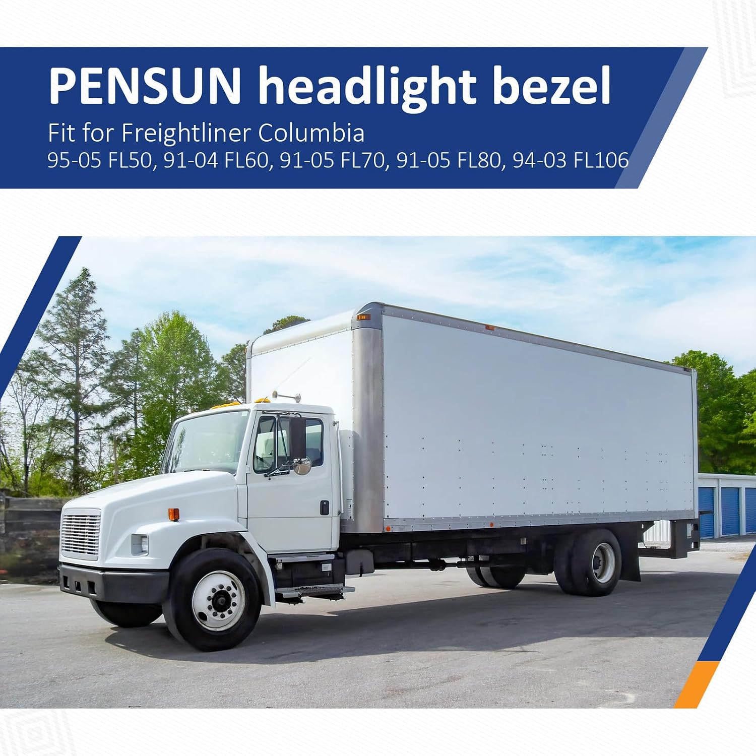 PENSUN Headlight Bezel Plastic Fit for Freightliner 95-05 FL5, 91-04 FL60, 91-05 FL70, 91-05 FL80, 94-03 FL106 / 2Pcs