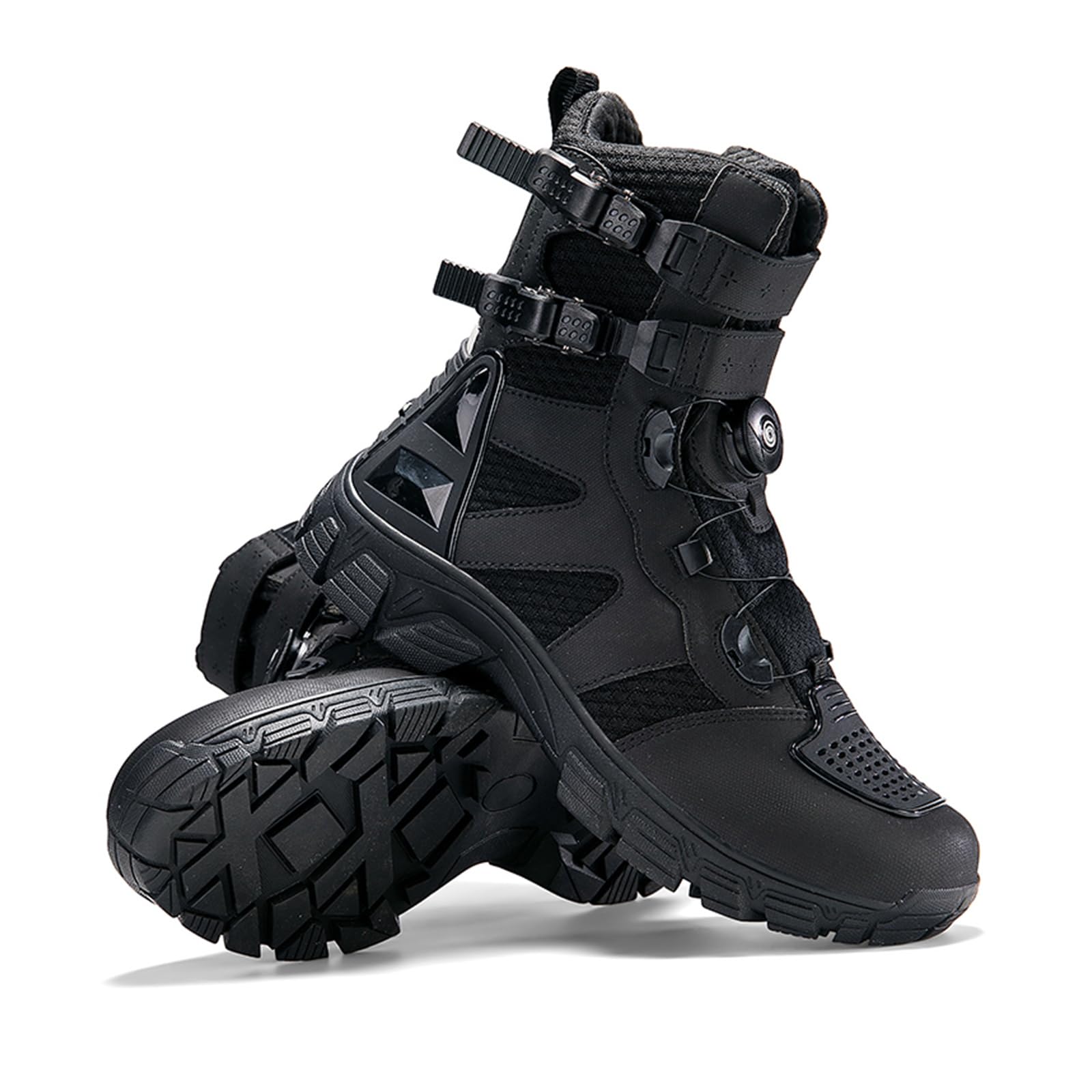 Motorradschuhe Herren Motorradstiefel Verstärkte Straßenreitschuhe mit ATOP-Verschlusssystem, Rutschfester Sohle, Schaltpolster