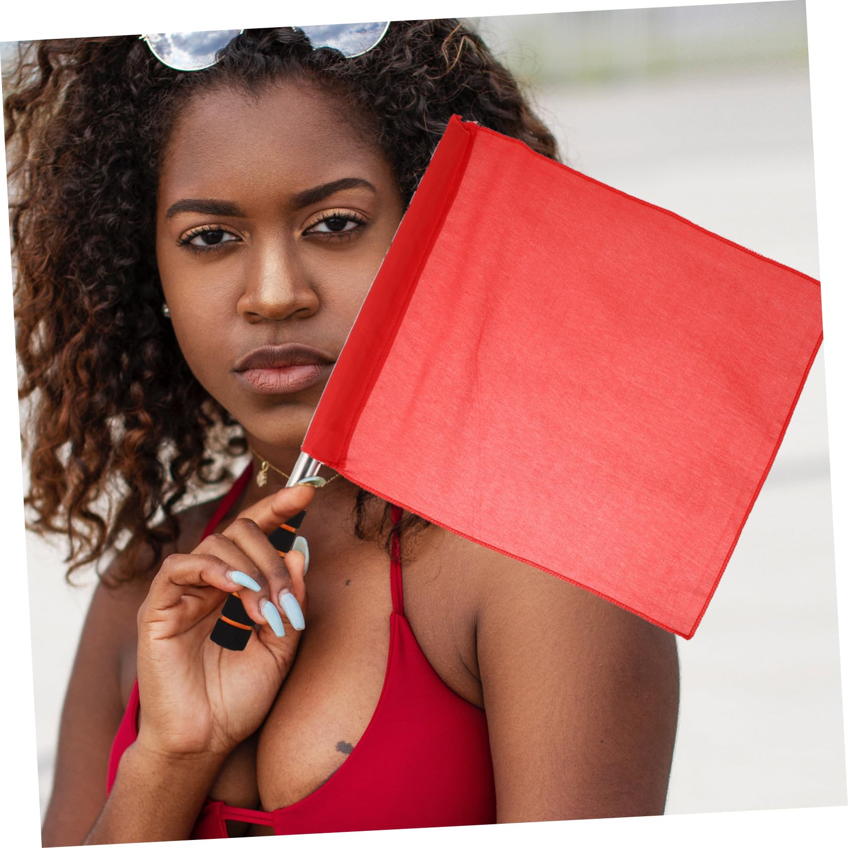 VICASKY 5PCS Hand Cranked Signal Flags Portable Referee Flags for Sports Events Traffic Warning and Cheerleading High Visibility Durable for Outdoor Activities