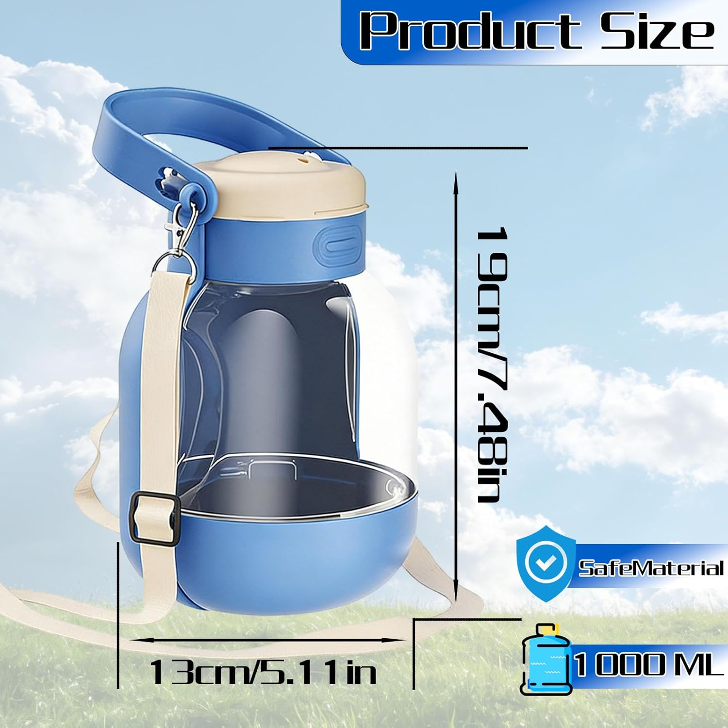 Dog Water Bottle with Food Container, Travel Water Bottle (2 in 1), Dog Water Dispenser Portable Outdoor Walking Hiking Camping Essentials