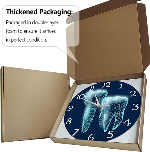 Miniatura 7 de Reloj de pared dental para oficina, relojes de dientes de 12 pulgadas, con batería, silencioso, sin garrapatas, reloj de pared para oficina dental,