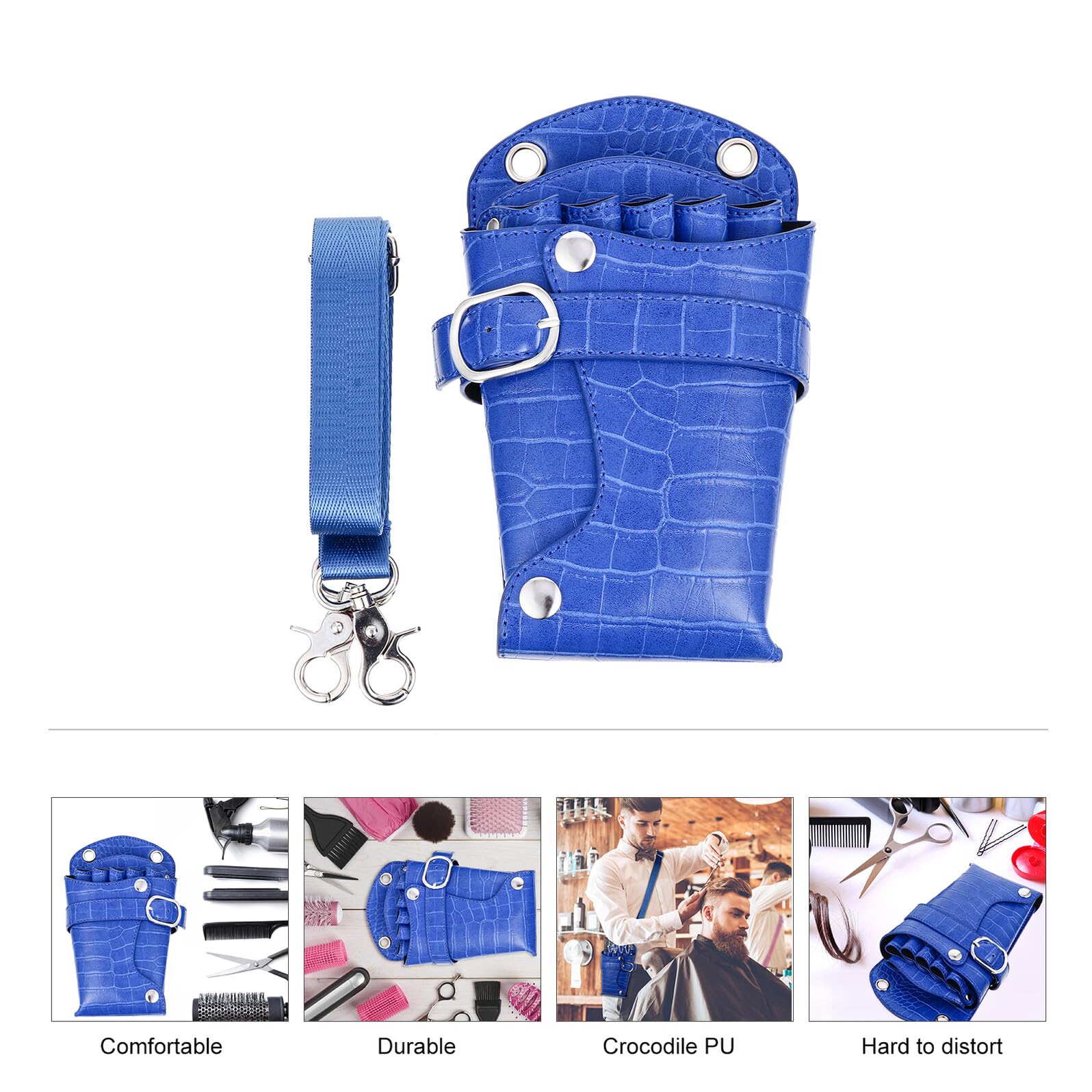 TEHAUX Leder Haarscherenetui Gürteltasche mit Clip Pu Leder Langlebig für Friseurwerkzeuge Salon Zuhause Hohe Kapazität Sicherer Schutz Halter für Scheren und Kämme