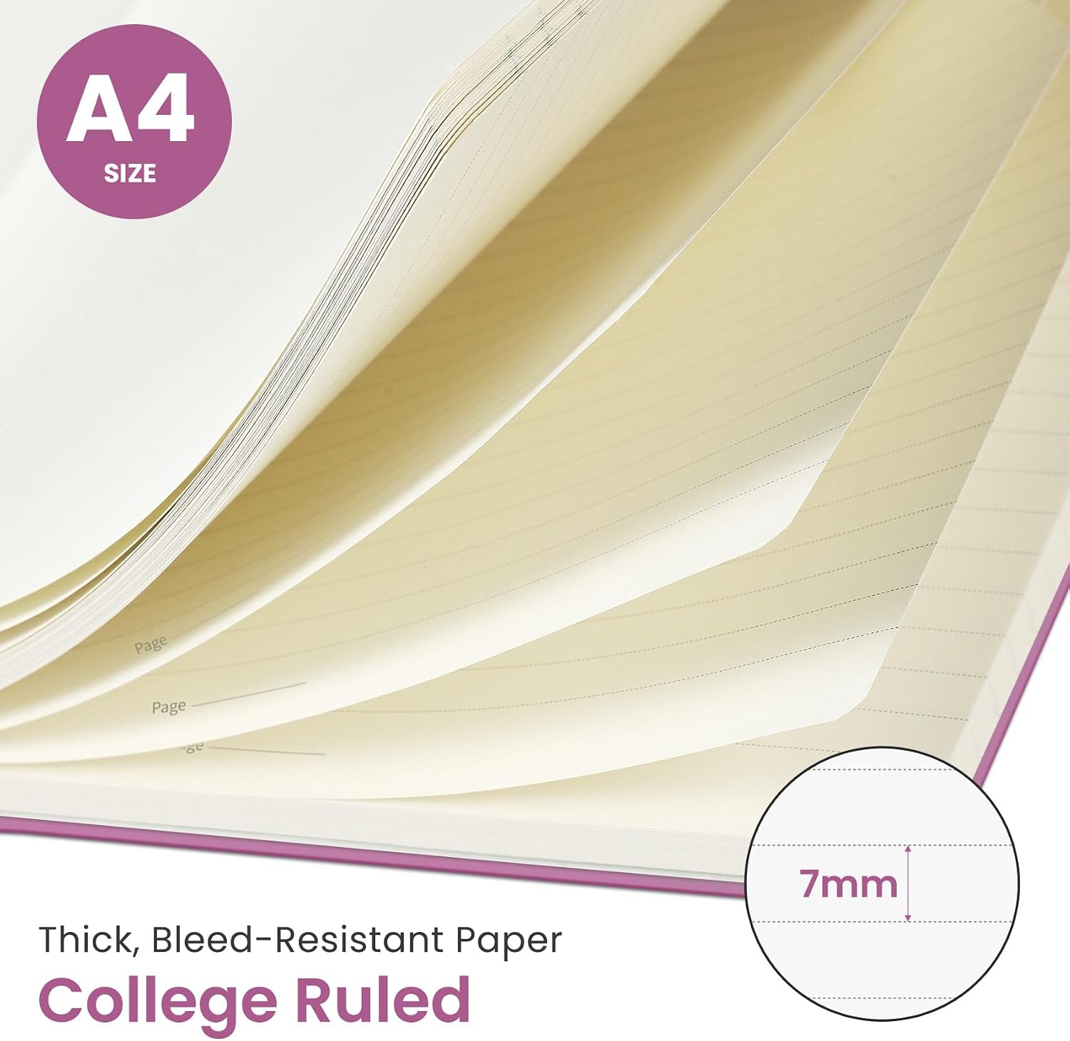 Taja Spiral Lined Notebook, 8.5"x11" Notebooks for Work, 6 Pack, Large A4 Journal for Women & Men, College Ruled Journaling Notebook for Writing, 6 Pcs, Plastic Cover Spiral Journal, Purple