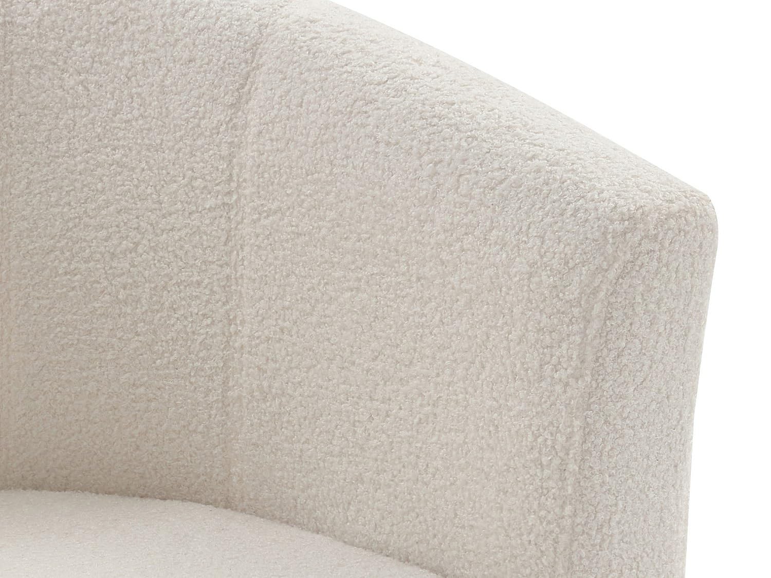 Vente-unique - Fauteuil Cabriolet et Pouf en Tissu Bouclette Blanc Jovana