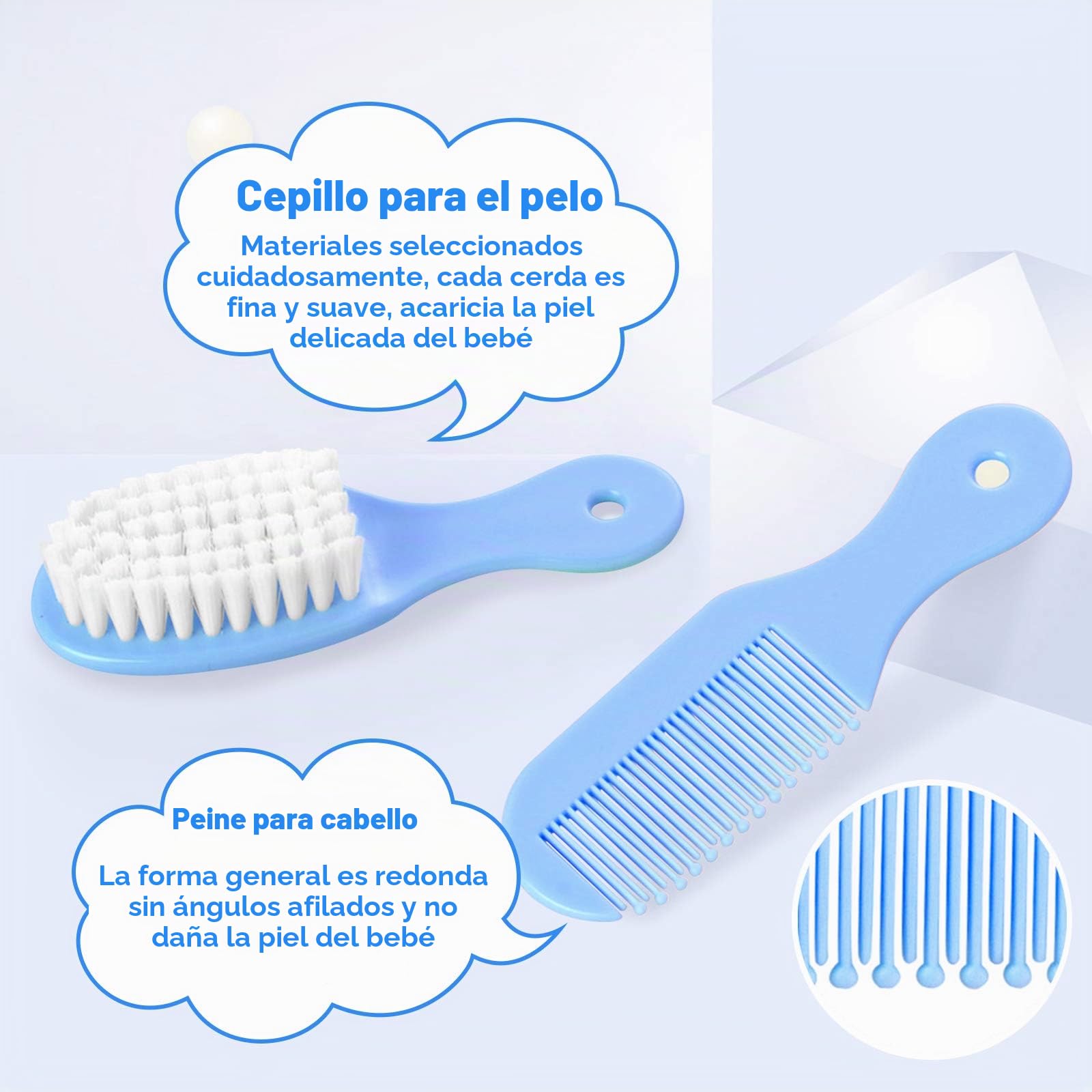 Set para Cuidado del Bebé HyAdierTech 13 piezas Conjunto de Aseo para Bebés Cuidado, Kit de Aseo Nail Clipper Tijeras Cepillo de Pelo Peine Manicura Termómetro, Perfecto para Recién Nacido (Azul)