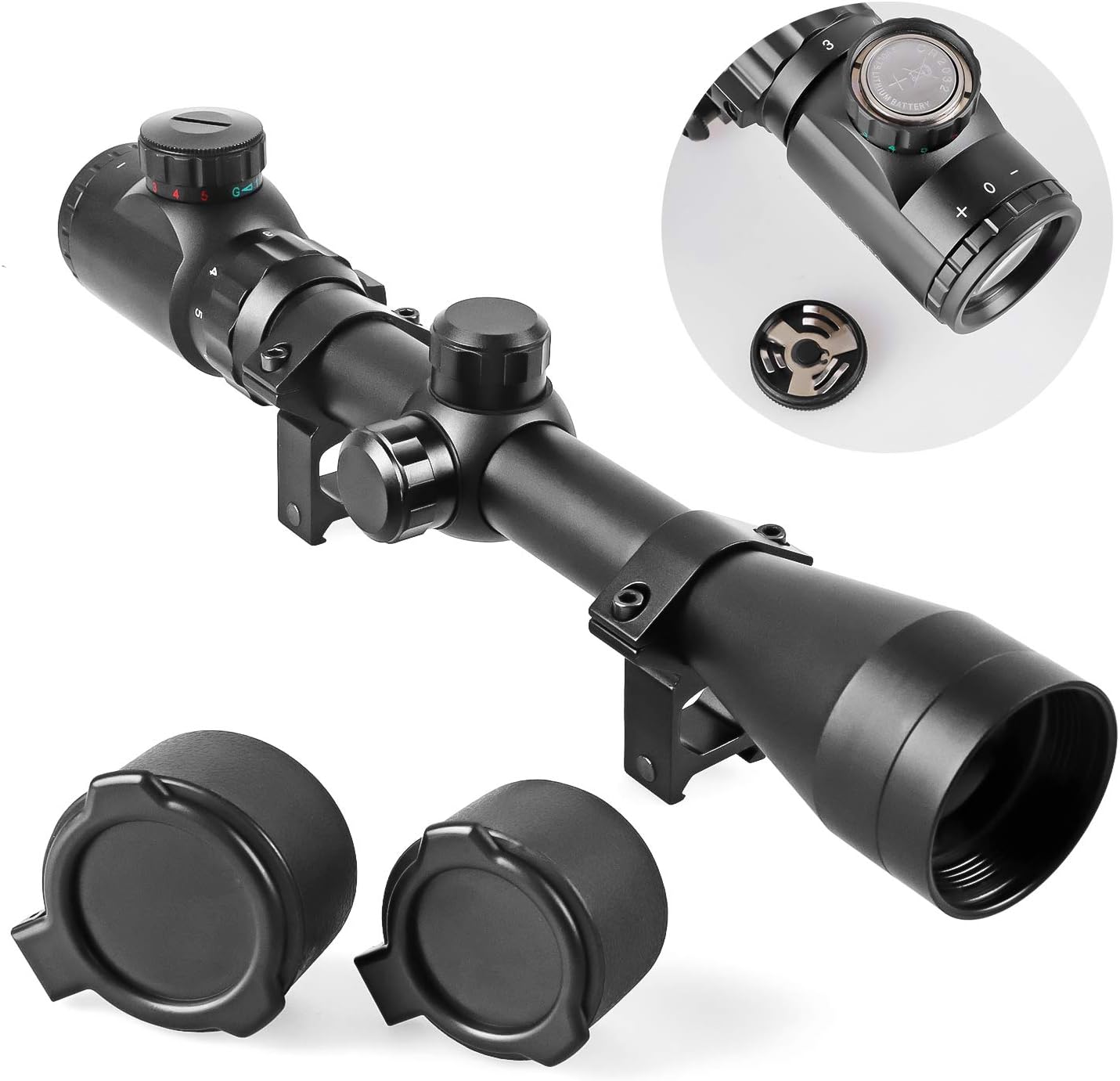Rifle Scope 3-9X40, Red Green Rangefinder Illuminated Optical Riflescope for Hunting with Mounts and Flip-Open Covers : Sports & Outdoors