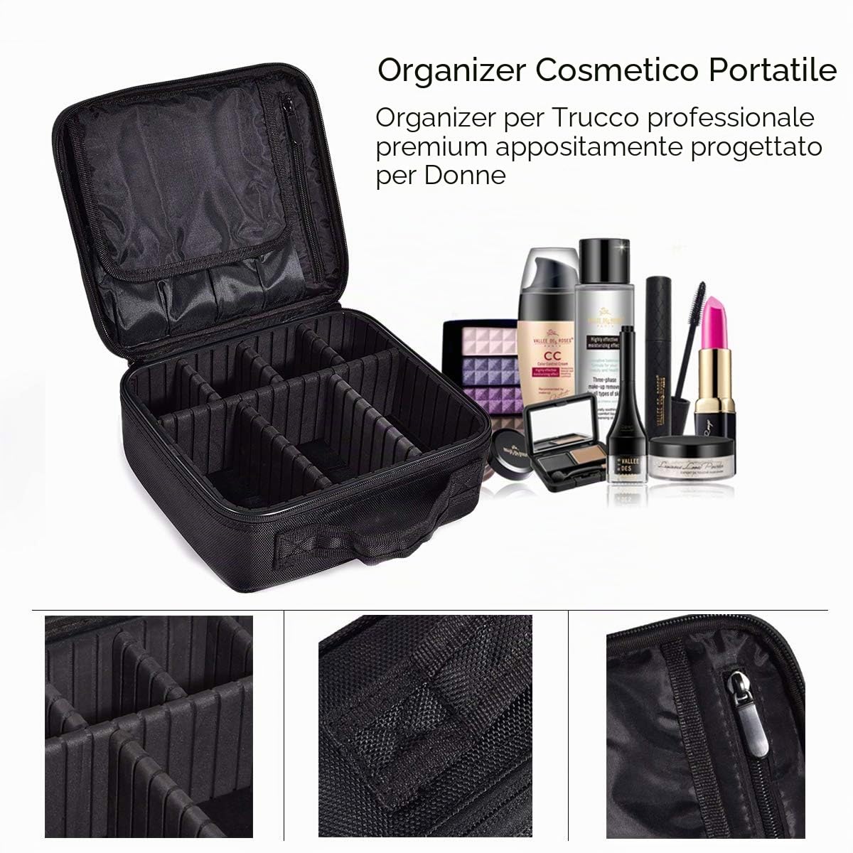 NICOLE & DORIS Borsa per trucco portatile per donna porta trucchi Borsa per trucco beauty case Professhional trousse porta trucchi