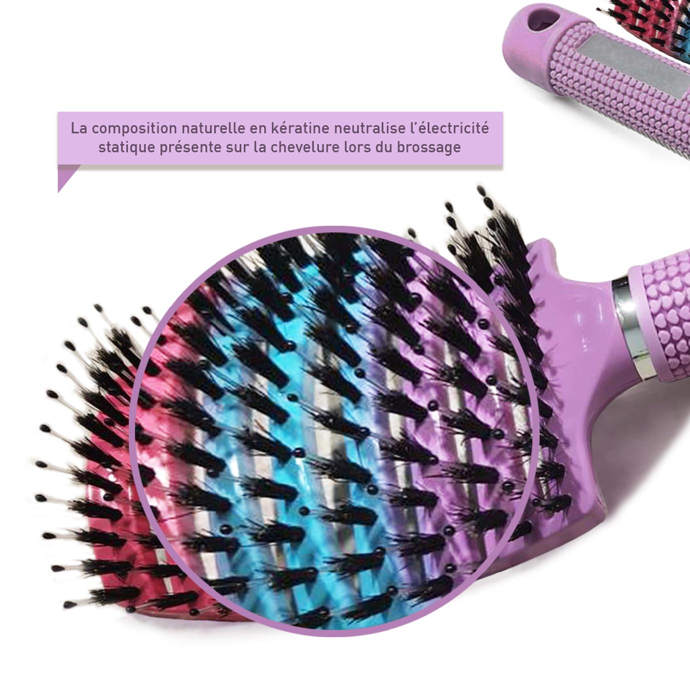 Brosse à Cheveux Démêlante Antistatique 'Magique' - Pour Tous Types De Cheveux - Neuf