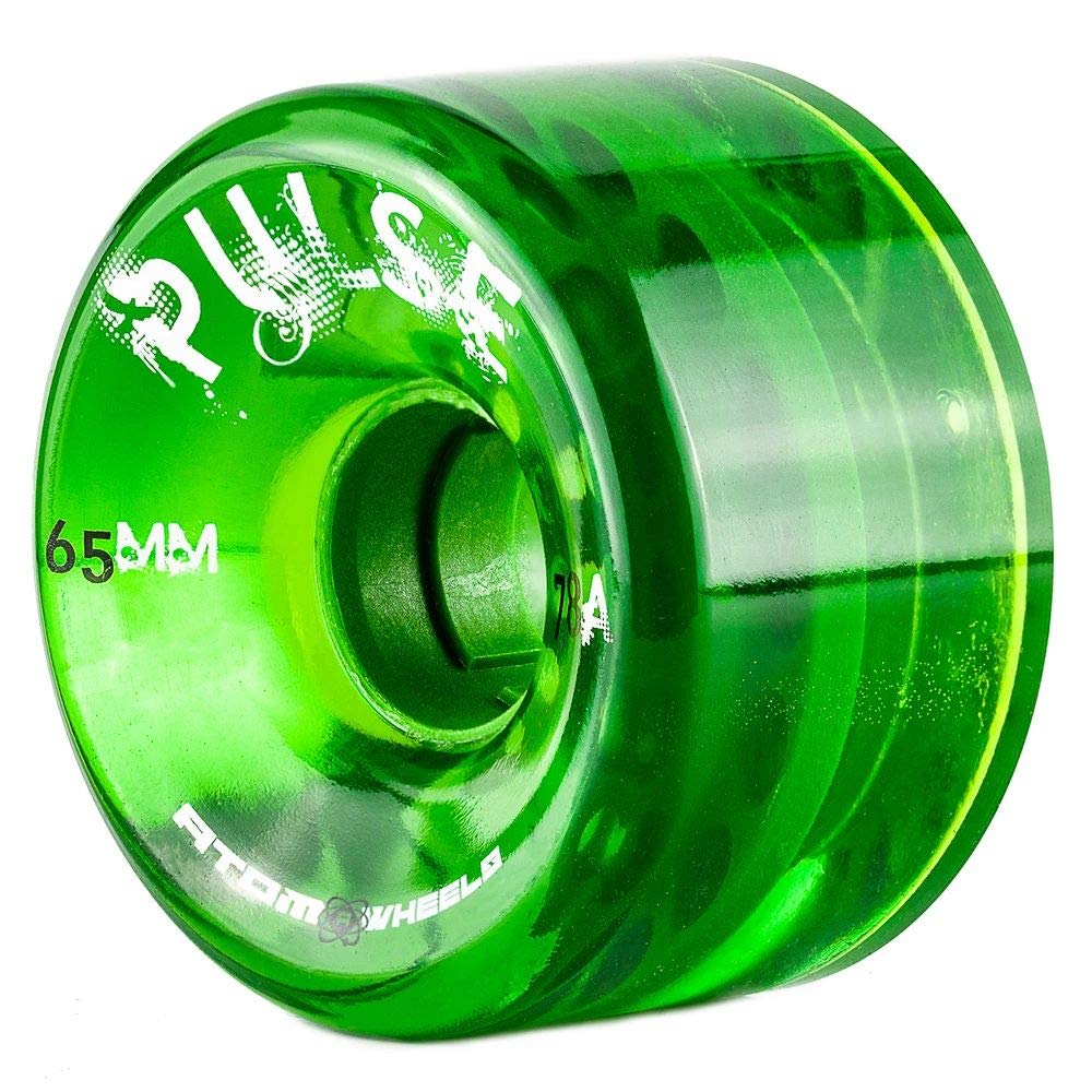 ATOM SKATES Outdoor Quad Roller Wheels 78A Atom Pulse 65x37 Green 65x37 Green 2 Packs - 8 Wheels,8 wheels 2 packs