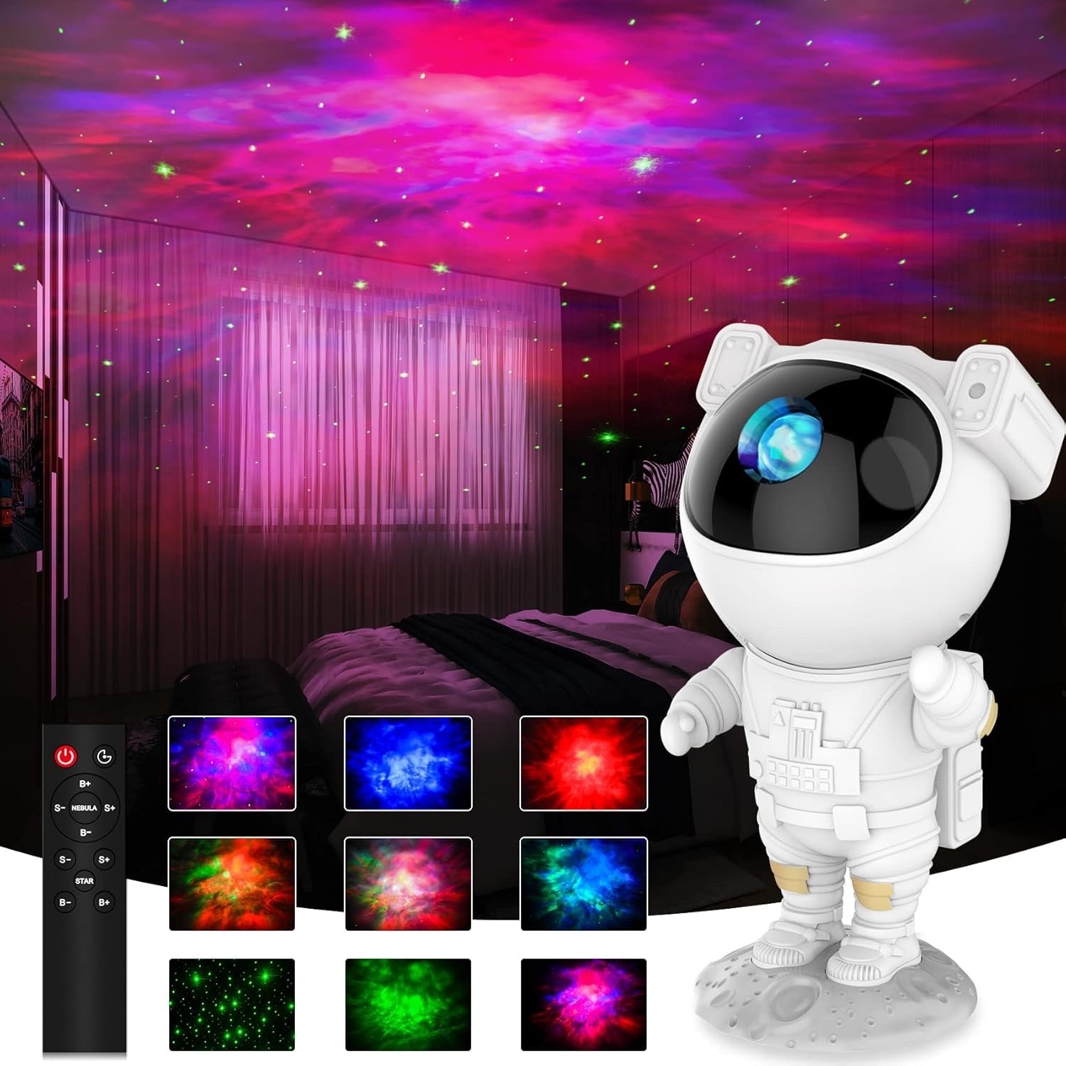 Tobeape Astronaut Galaxy Light Projector,Space Nebula Projector Night Light for Bedroom with Remote Control Timer 360° Adjustable Design,Star Projector Ceiling for Kids Adults Gaming Room Home Theater