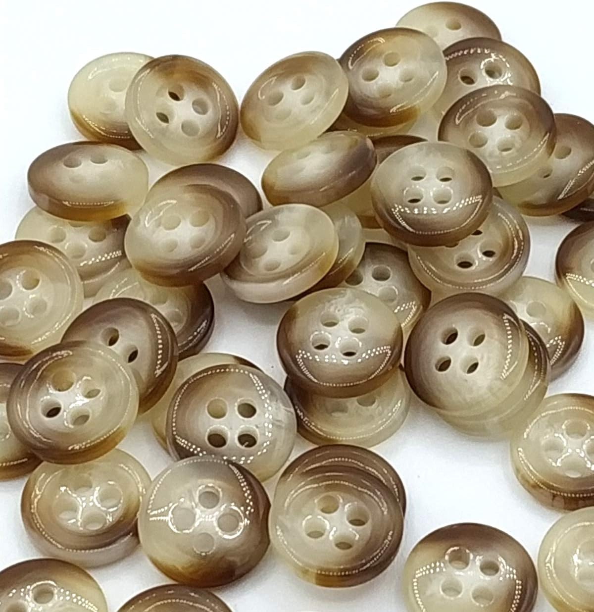 Ecru, Brown and Grey Watercolour Buttons - Horn Buttons for Shirts, Jackets, Americans and Coats - Sewing Accessory - Made and Shipped from Spain (Ecru 12 mm)