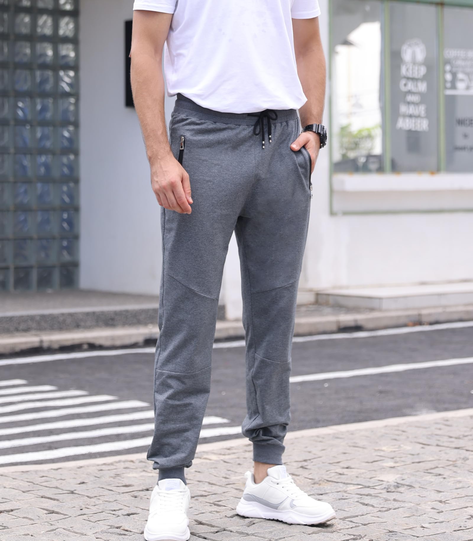 Pantaloni sportivi da uomo, pantaloni da allenamento, pantaloni cargo, pantaloni da jogging, alla moda, per il tempo libero, per la corsa, con strisce strette