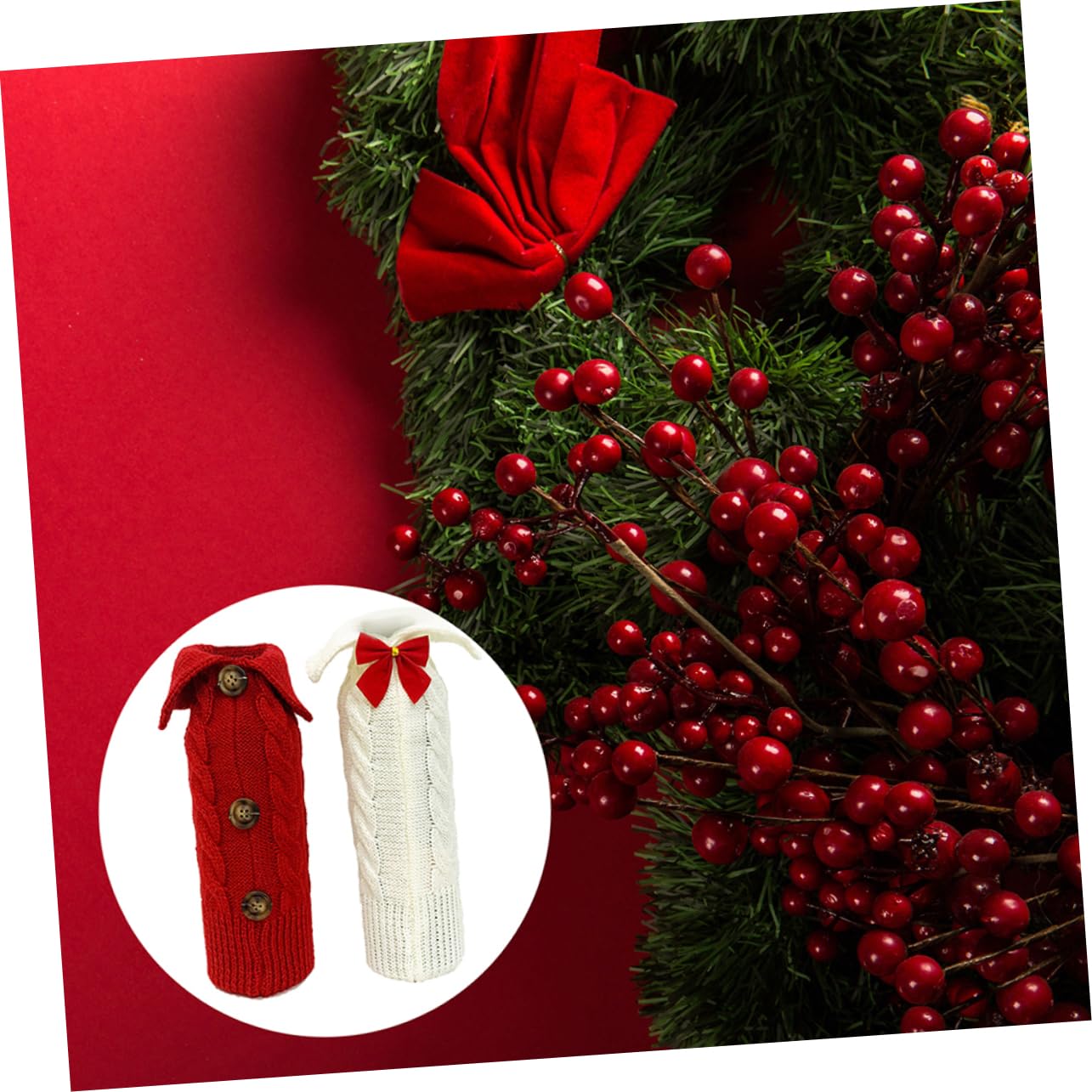PRETYZOOM 3 Ensembles Ensemble De Bouteilles De Noël Décorations De Noël Housse De Bouteille De Vin De Noël Ornement De Fête De Noël Housse De Vin Pochette De Bouteille De Vin De 2 pièces * 3