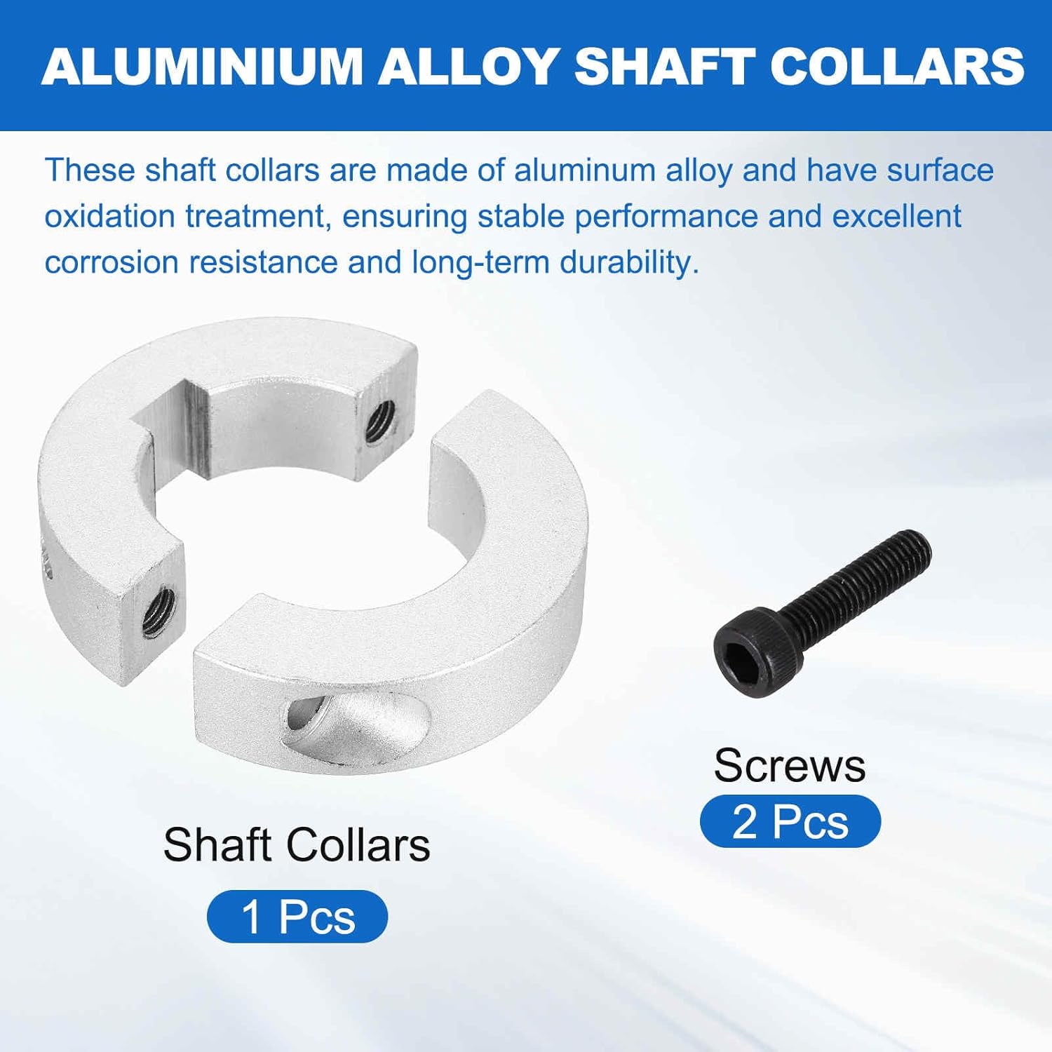 MECCANIXITY 1 Pack Shaft Collar, 1-1/2" Bore Double Split Shaft Collar, 2-3/4" OD, 3/4" Thick Aluminum Clamping Style Locking Collars for CNC Machine Tools, Industry Use