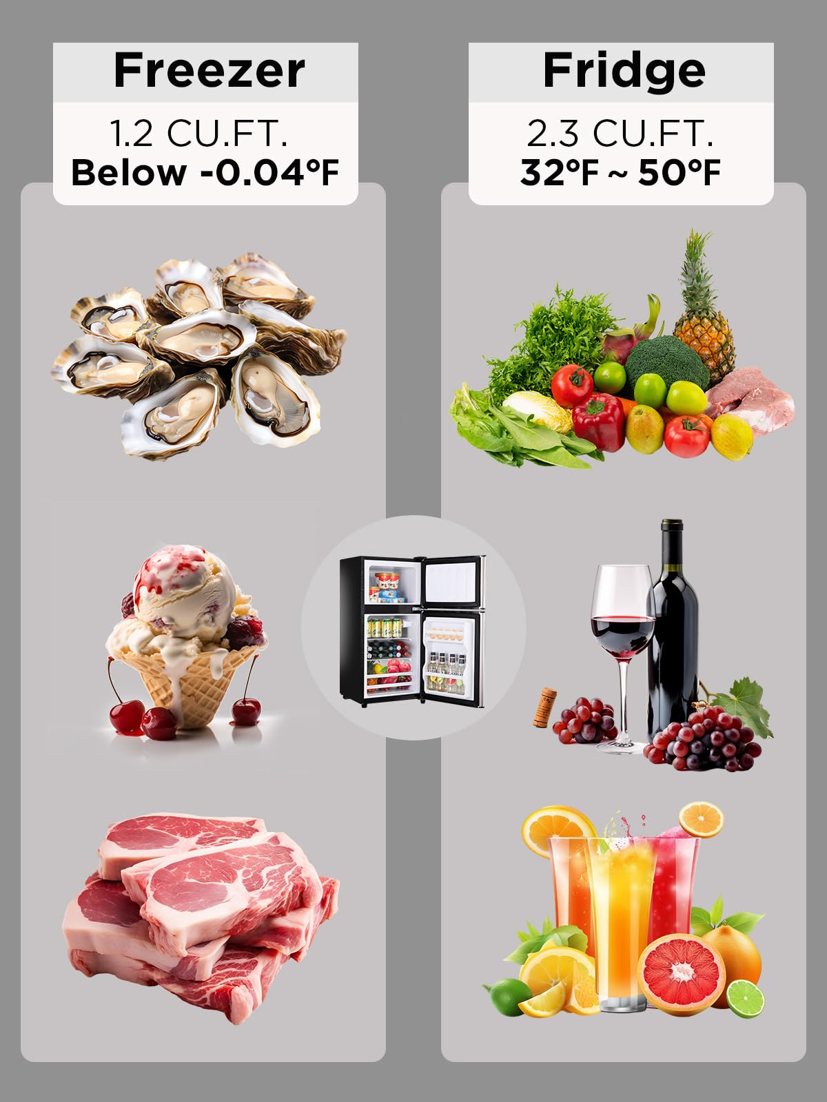 F.W.WOOLWORTHS 3.5 Cu.Ft Fridge with Freezer, Refrigerator with 2 Doors for Office, Kitchen, Dorm and Bedroom, Fridge with 7 Level Temp Adjustable Thermostat, Silver on Fridge.com